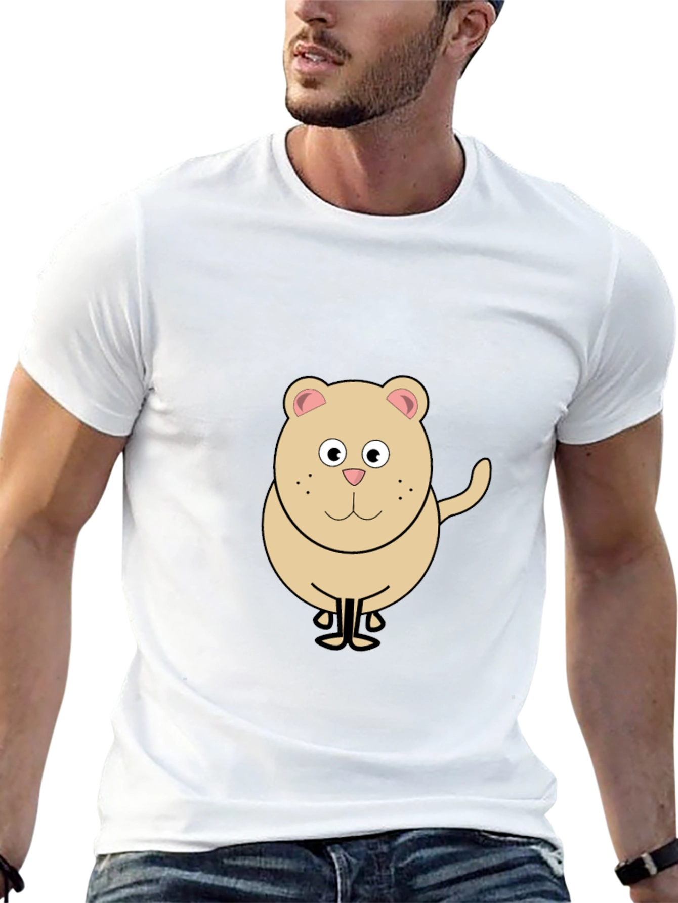 Funny Cartoon Bear Graphic Black T-Shirt