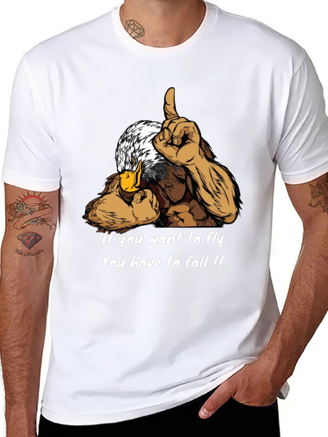 Eagle Muscle Graphic Tee - Motivational Quote Shirt
