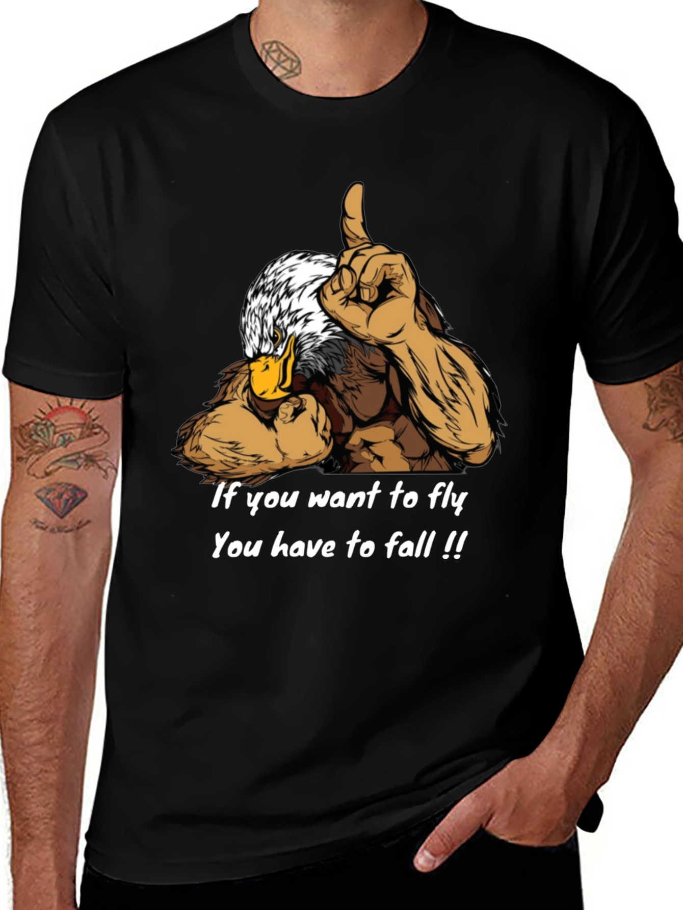 Eagle Muscle Graphic Tee - Motivational Quote Shirt