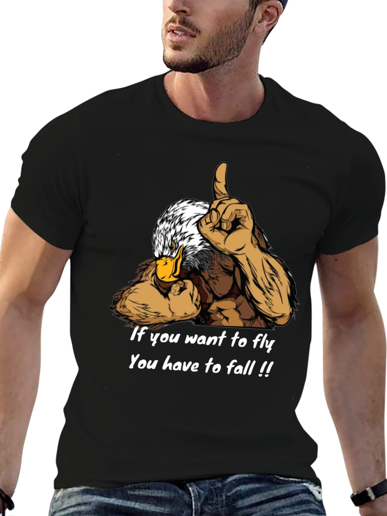 Eagle Muscle Graphic Tee - Motivational Quote Shirt