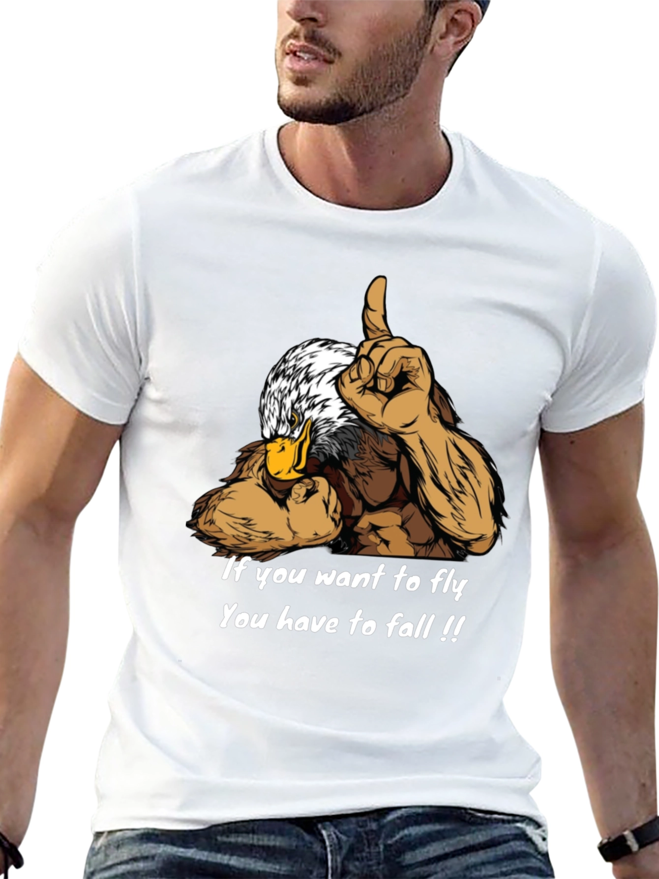 Eagle Muscle Graphic Tee - Motivational Quote Shirt