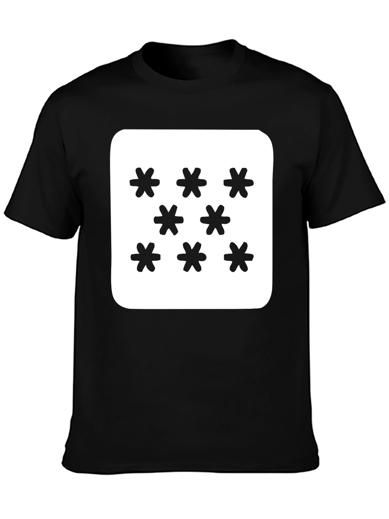 Geometric Snowflake Pattern Black T-Shirt