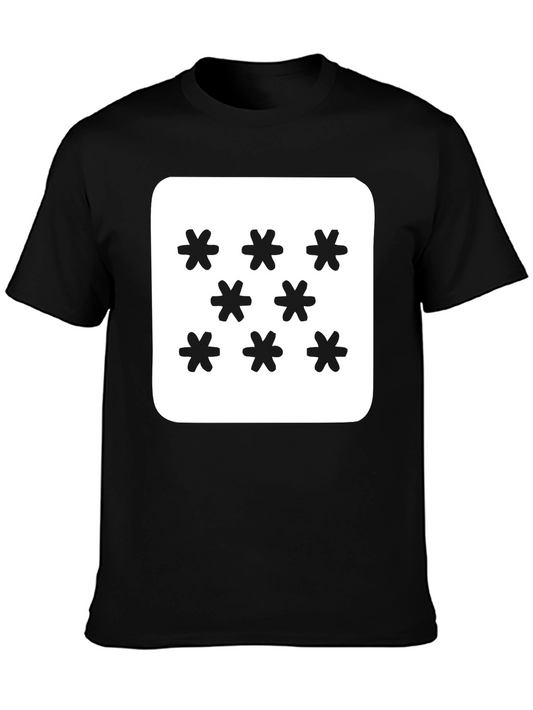 Geometric Snowflake Pattern Black T-Shirt