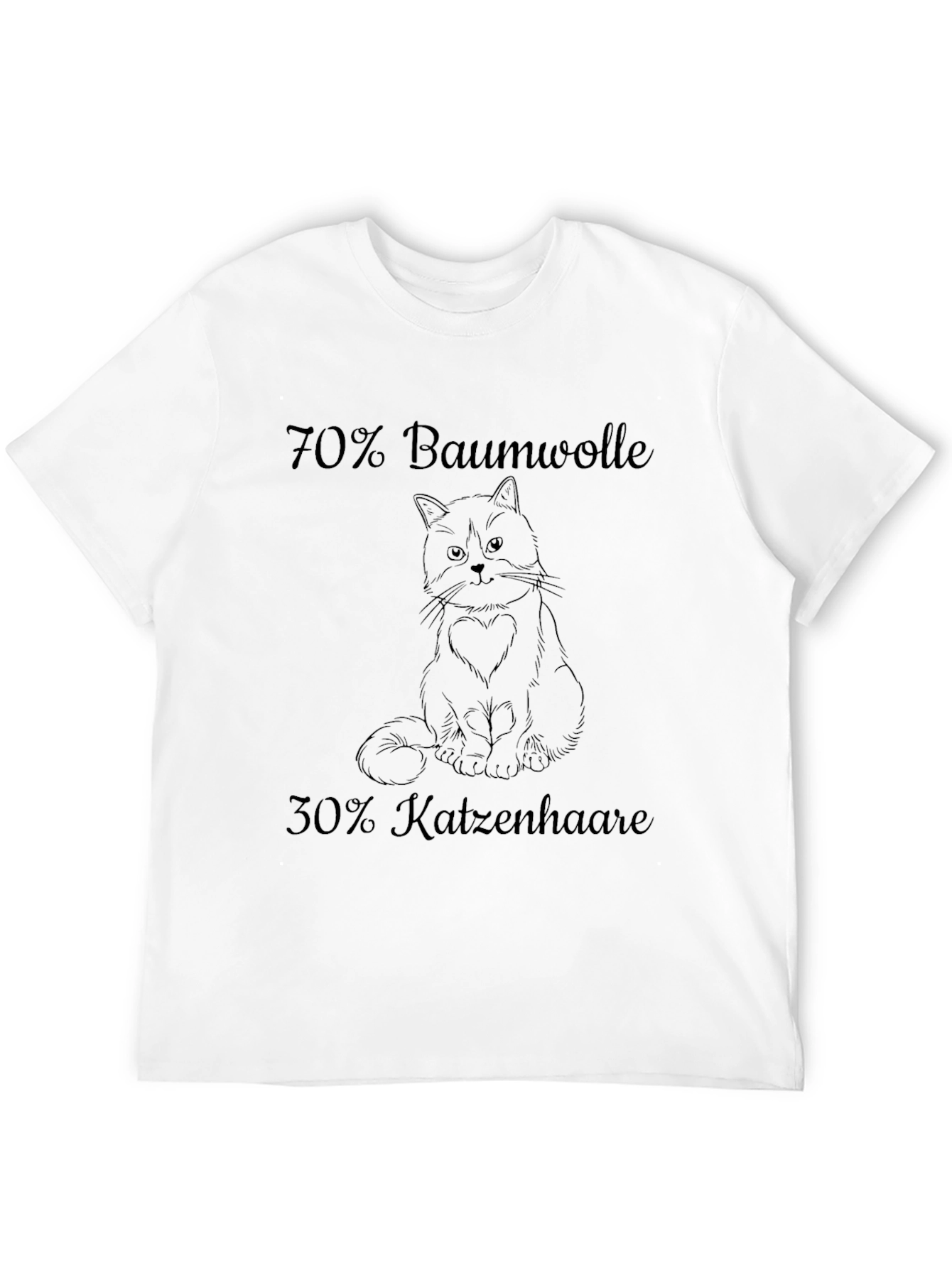 Funny Cat T-Shirt - 70% Baumwolle 30% Katzenhaare