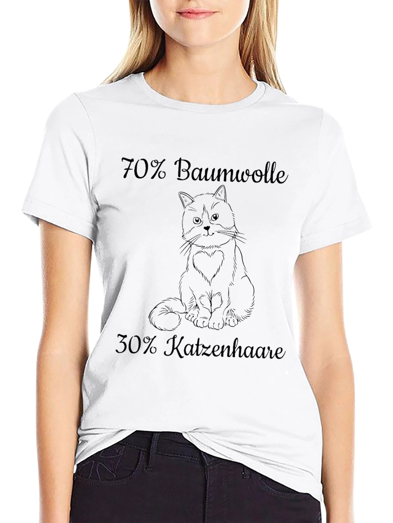 Funny Cat T-Shirt - 70% Baumwolle 30% Katzenhaare