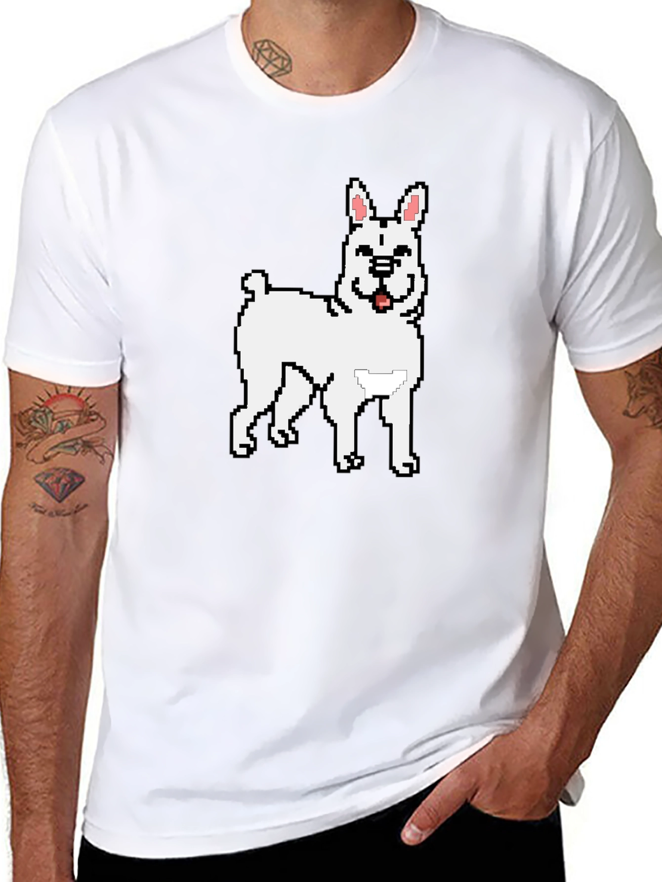 Pixel Dog Graphic Tee - Black Casual Wear