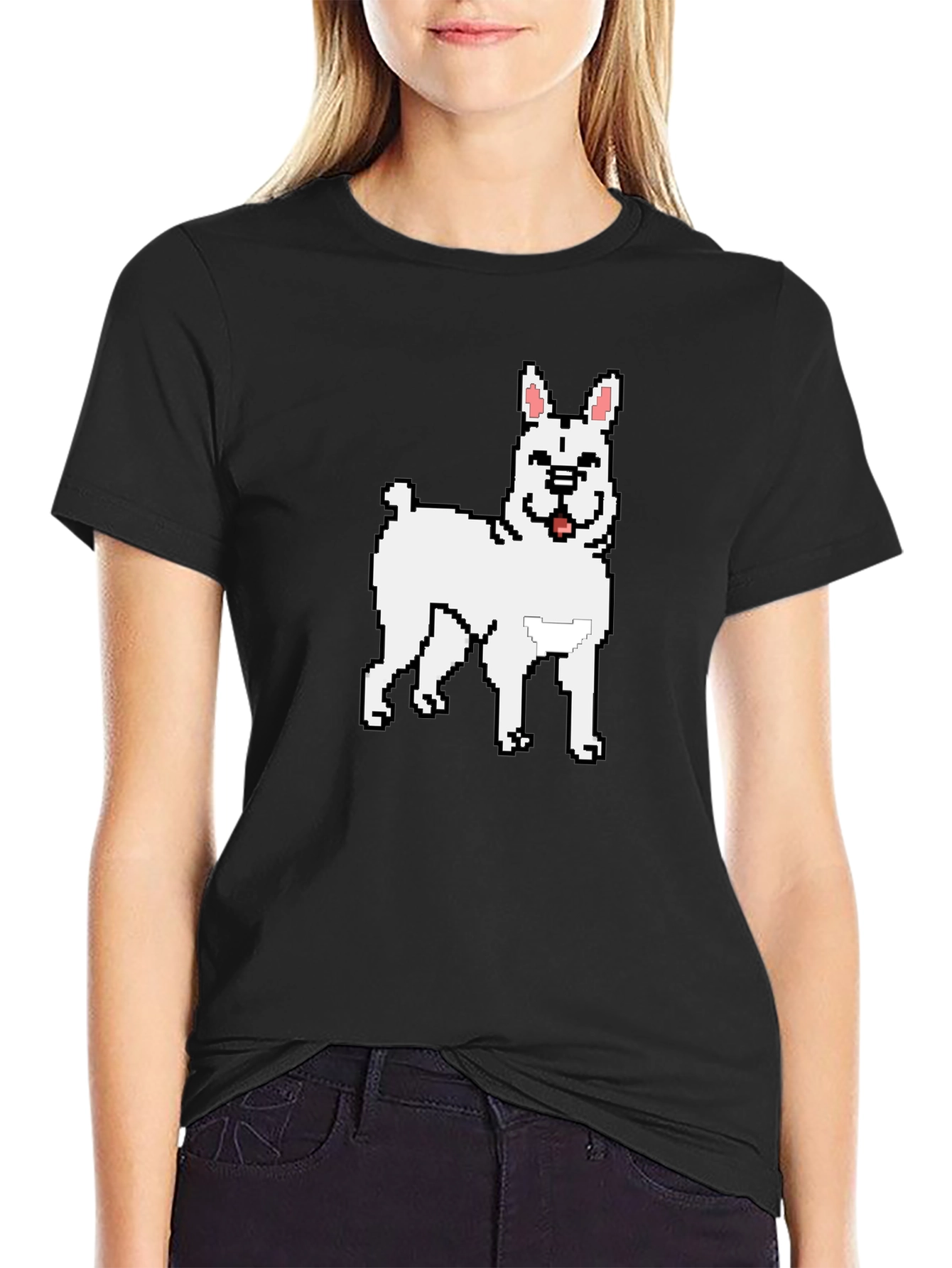 Pixel Dog Graphic Tee - Black Casual Wear
