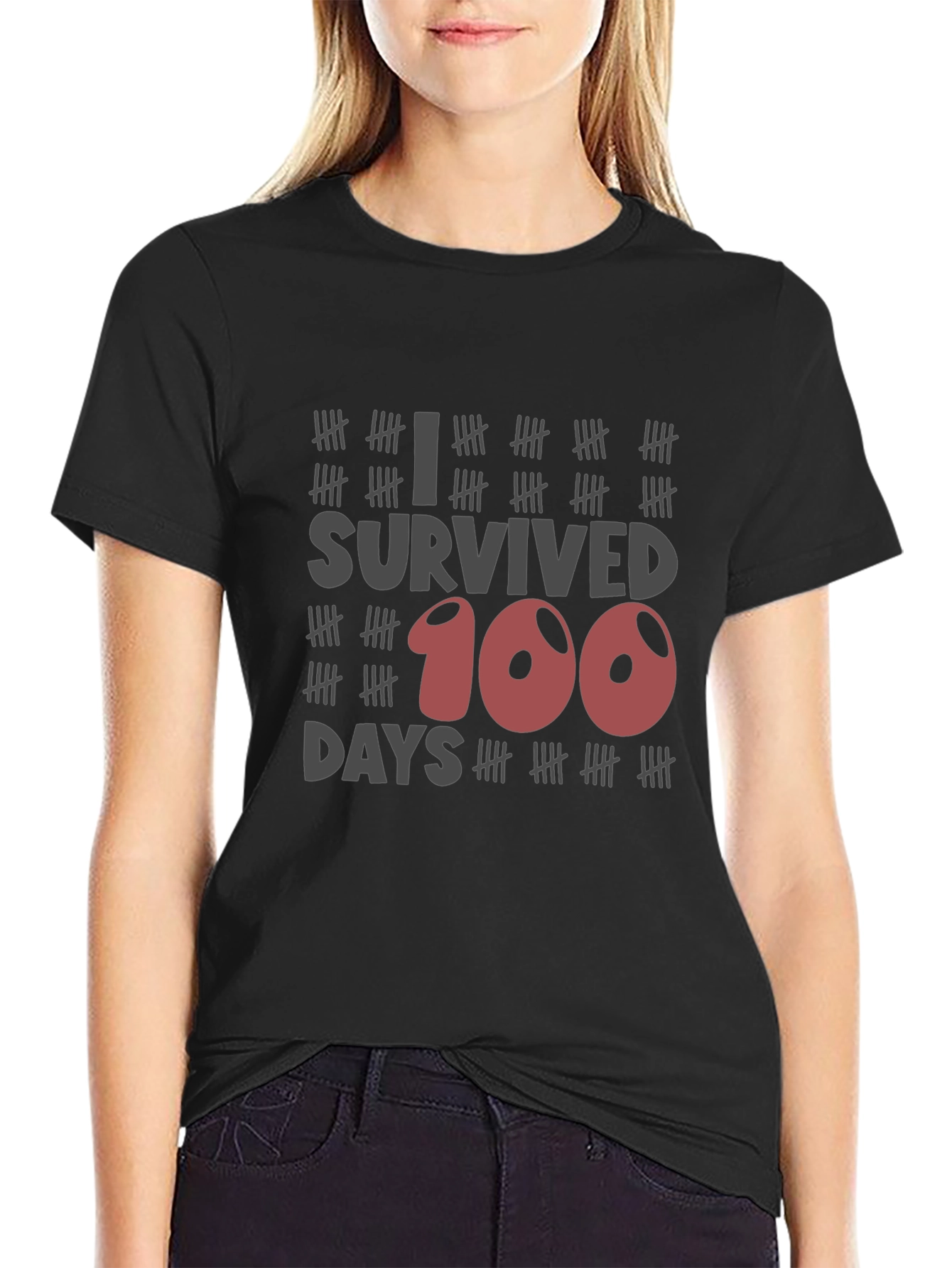 I Survived 100 Days T-Shirt Novelty Tee