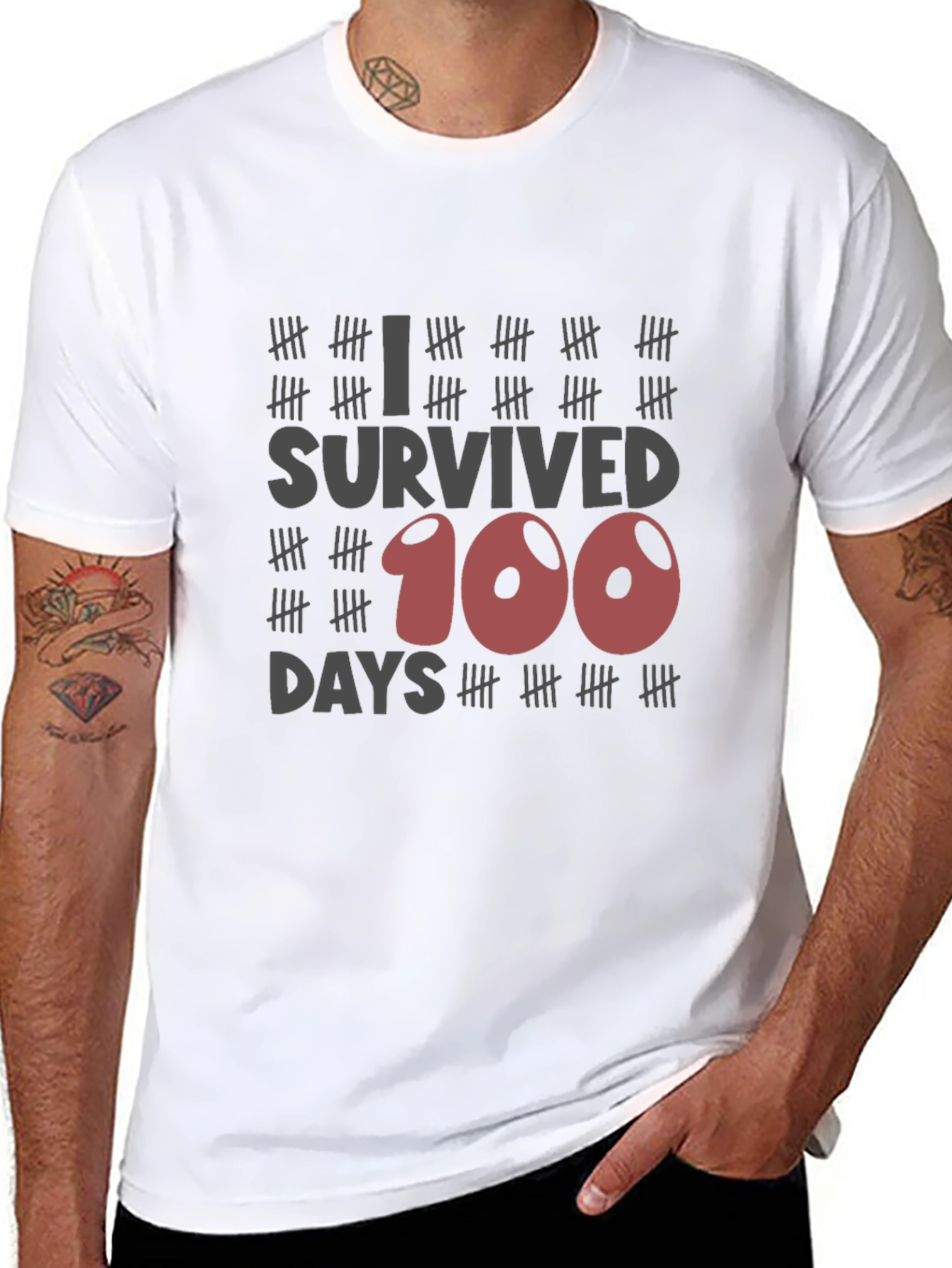 I Survived 100 Days T-Shirt Novelty Tee