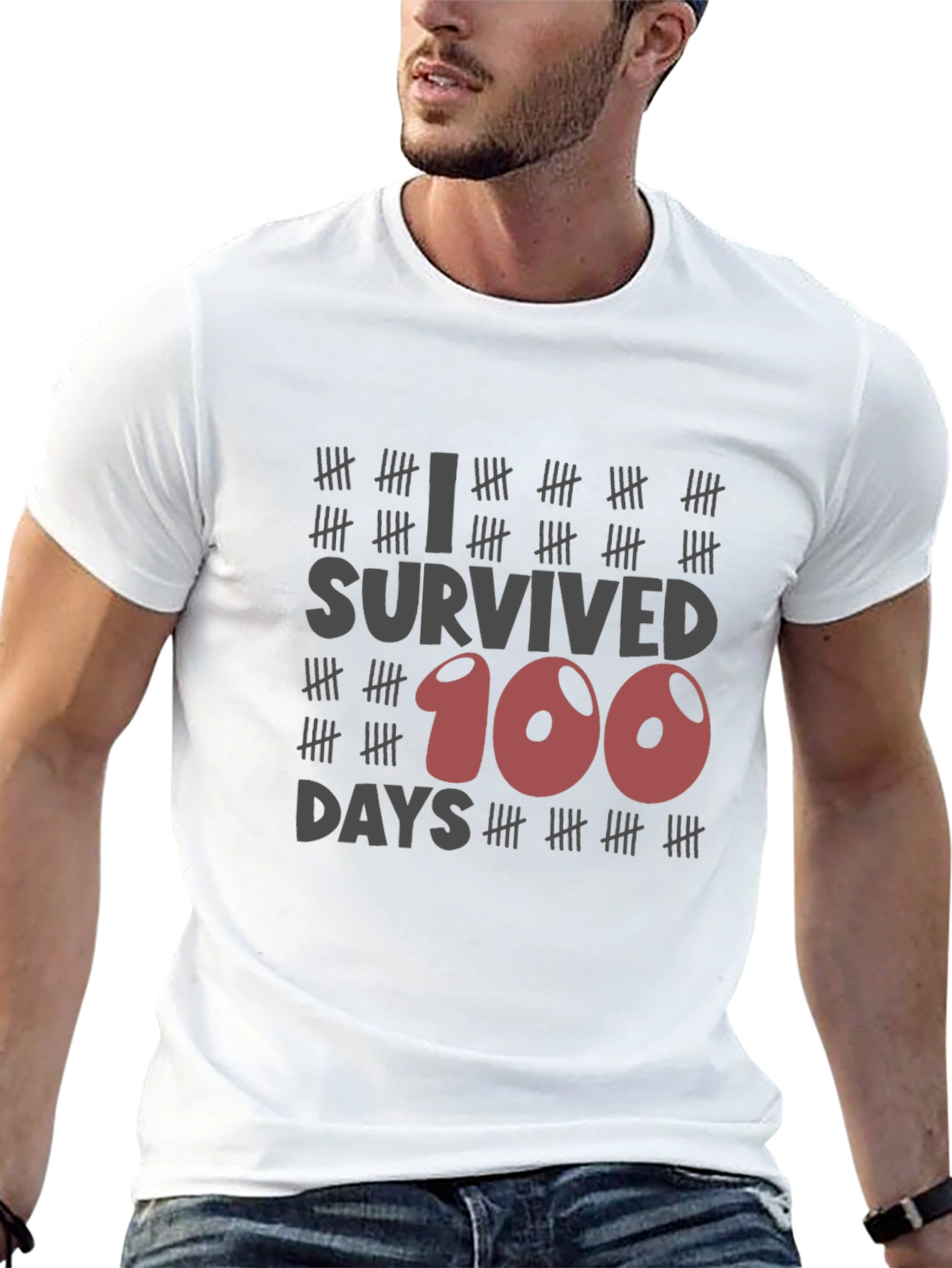 I Survived 100 Days T-Shirt Novelty Tee