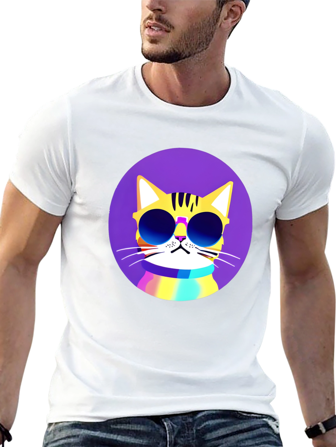 Cool Cat Graphic Tee - Mens Black T-Shirt