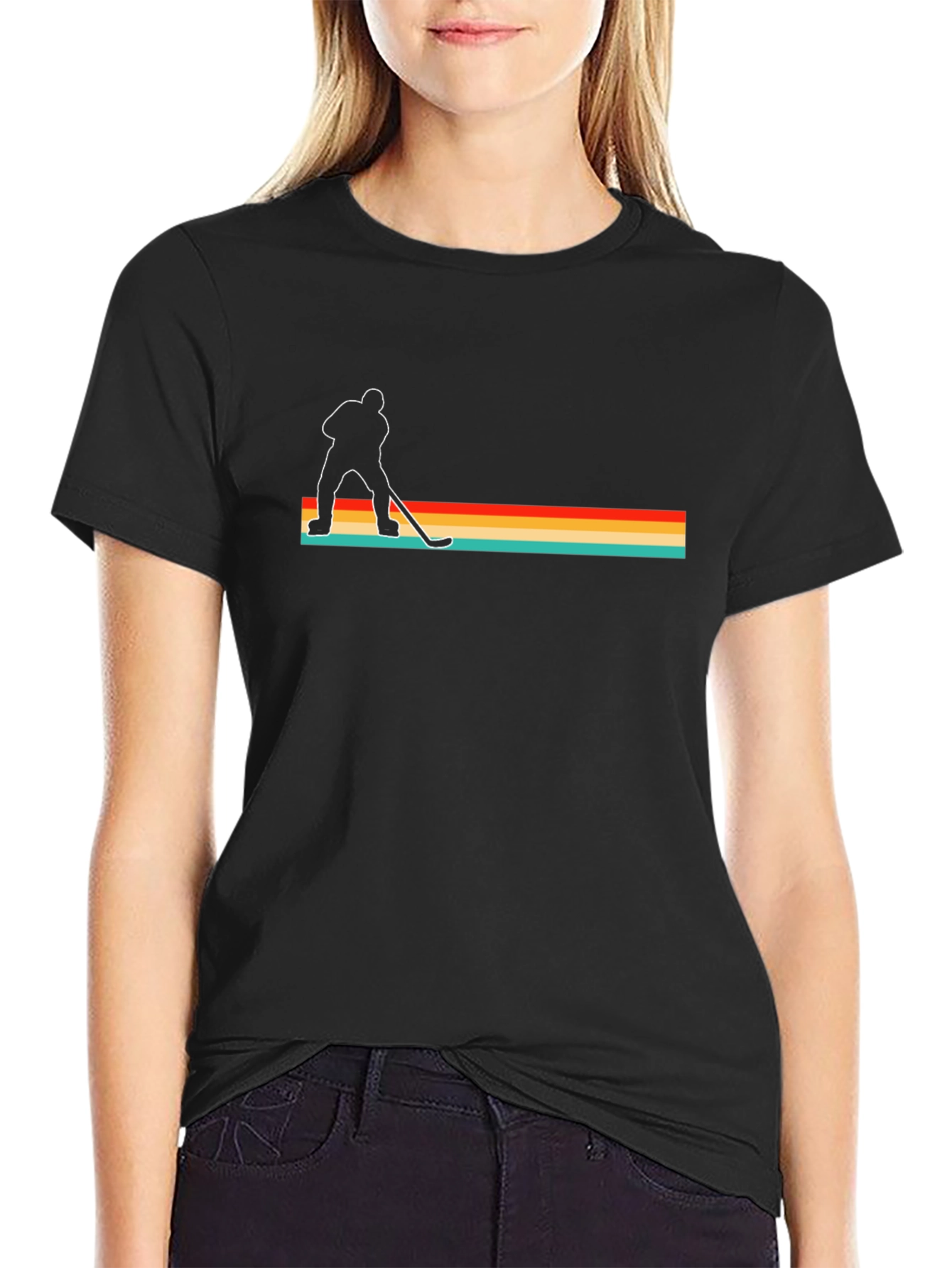 Retro Hockey Player Graphic T-Shirt