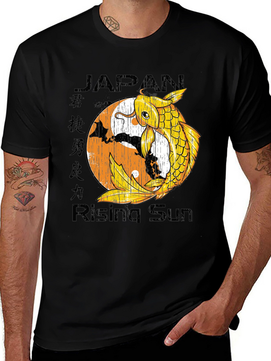 Japan Rising Sun Koi Fish Graphic Tee