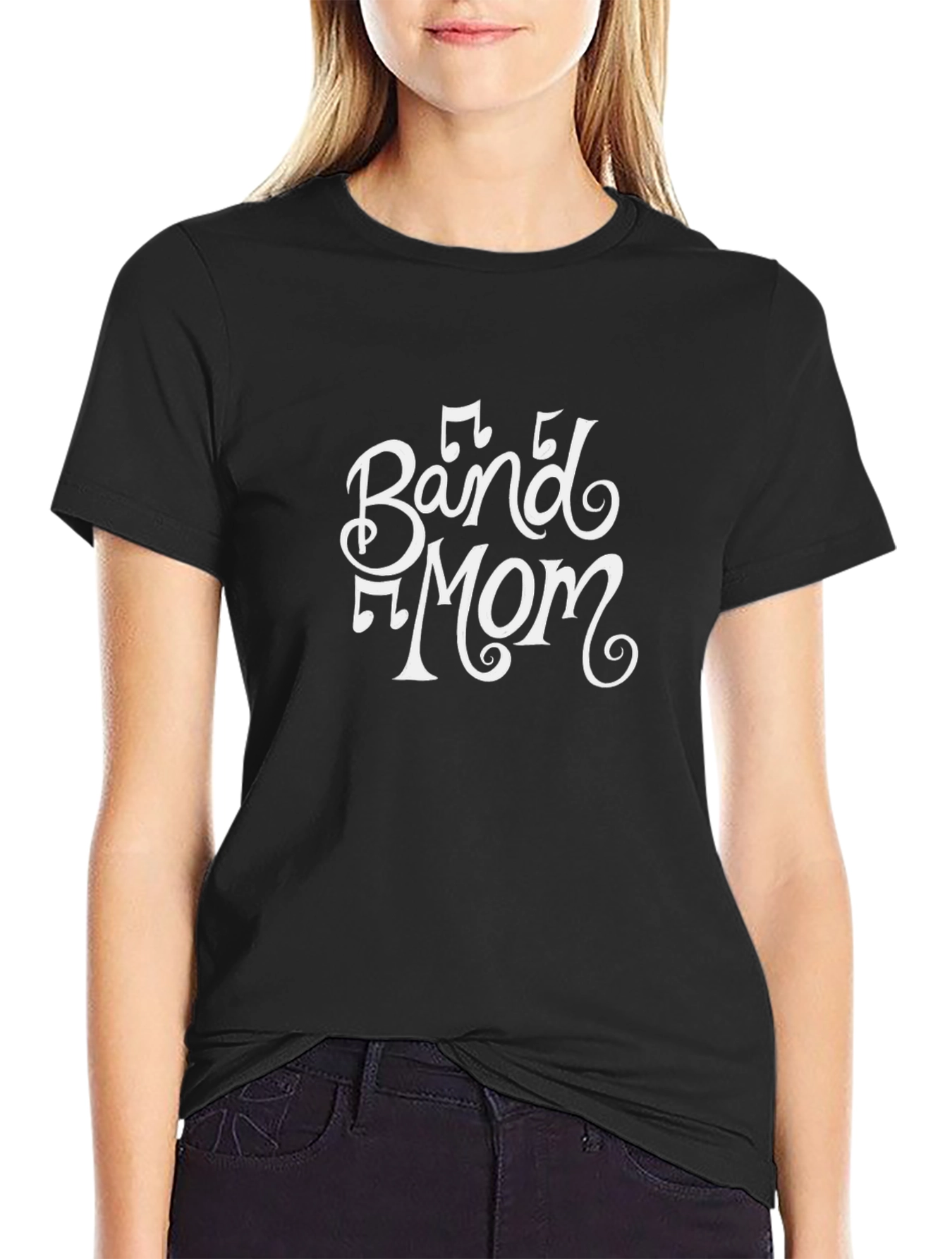 Band Mom Graphic Tee - Black Cotton T-Shirt
