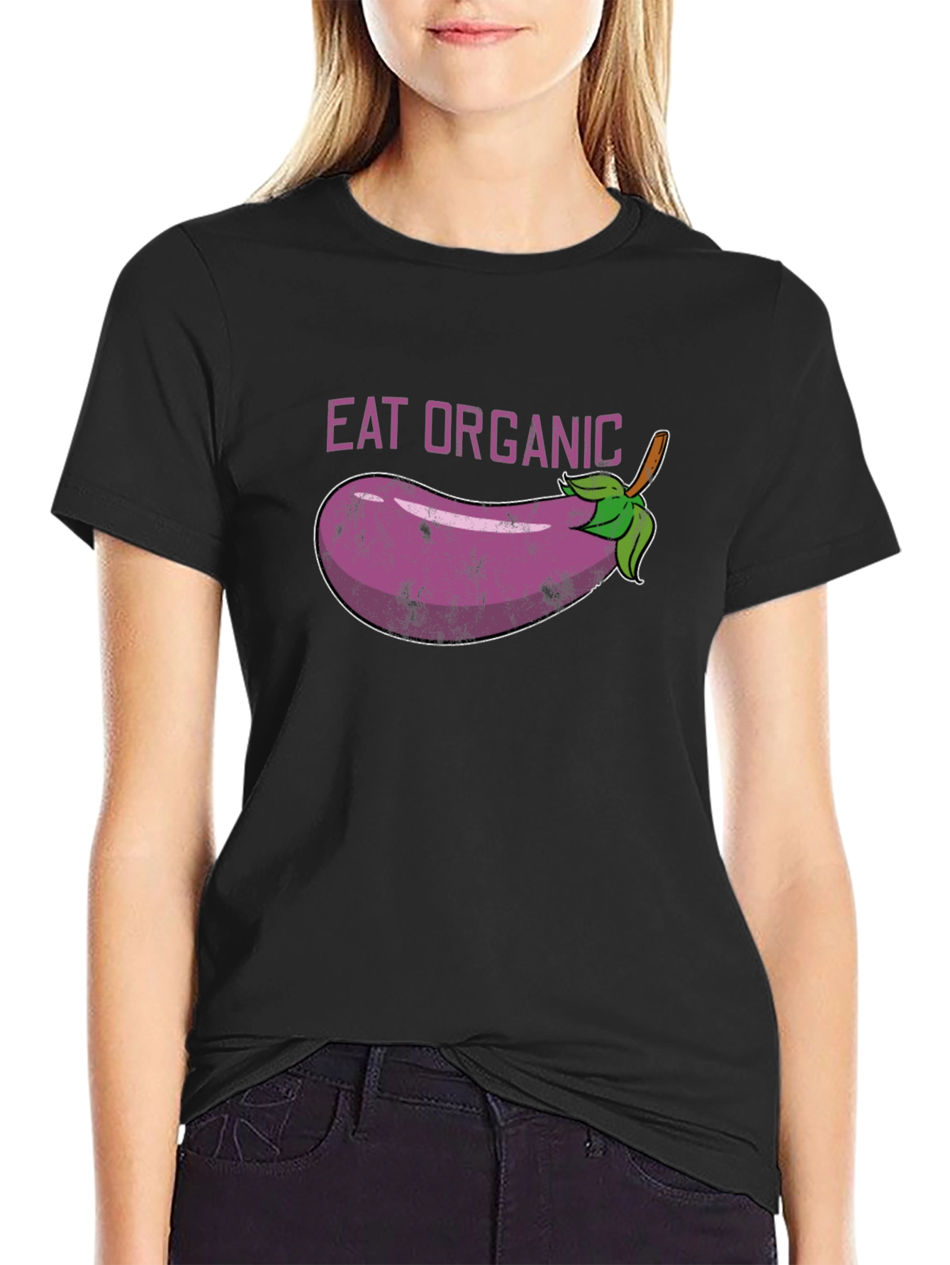 Eat Organic Eggplant Graphic T-Shirt