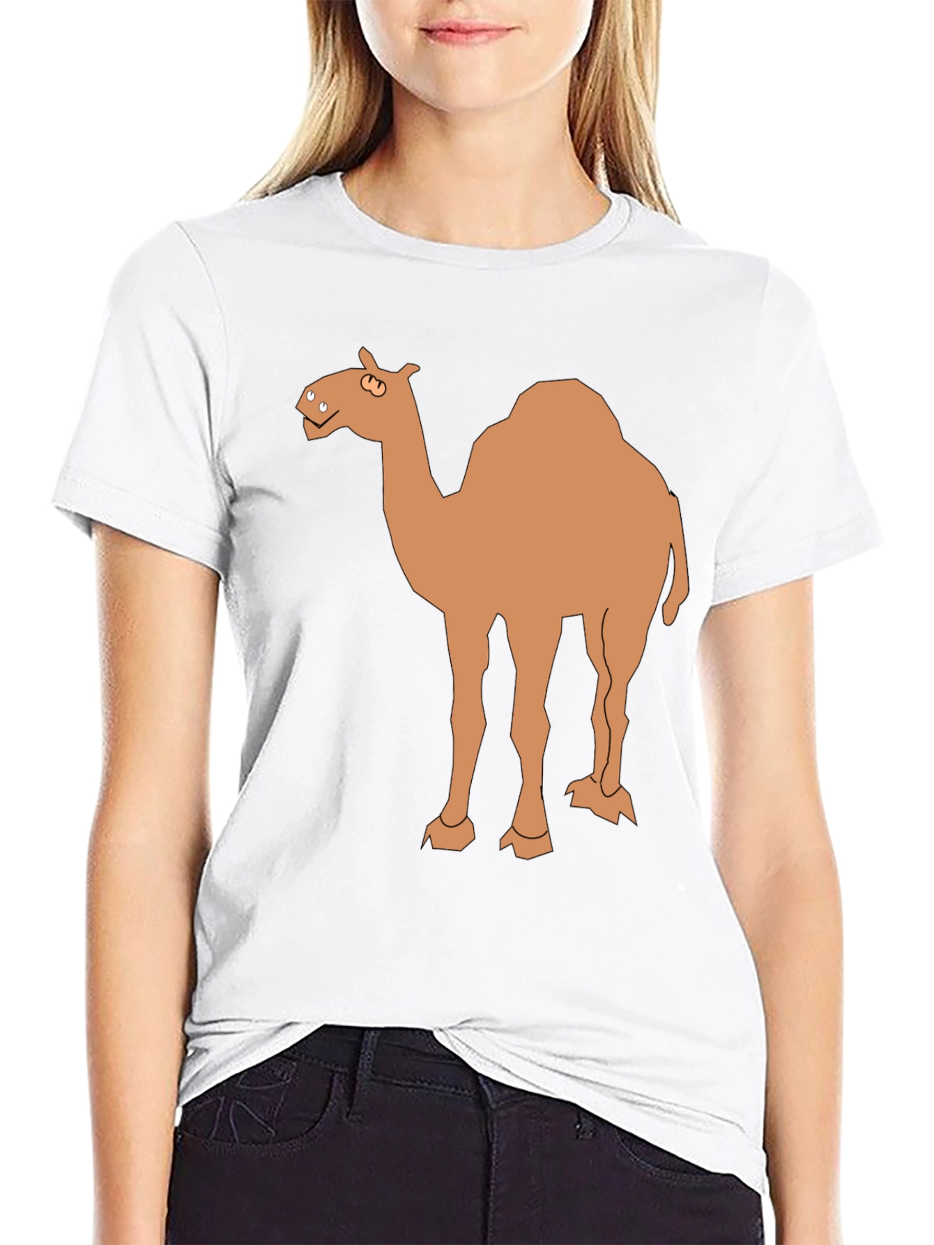 Camel Graphic Tee - Black Cotton T-Shirt