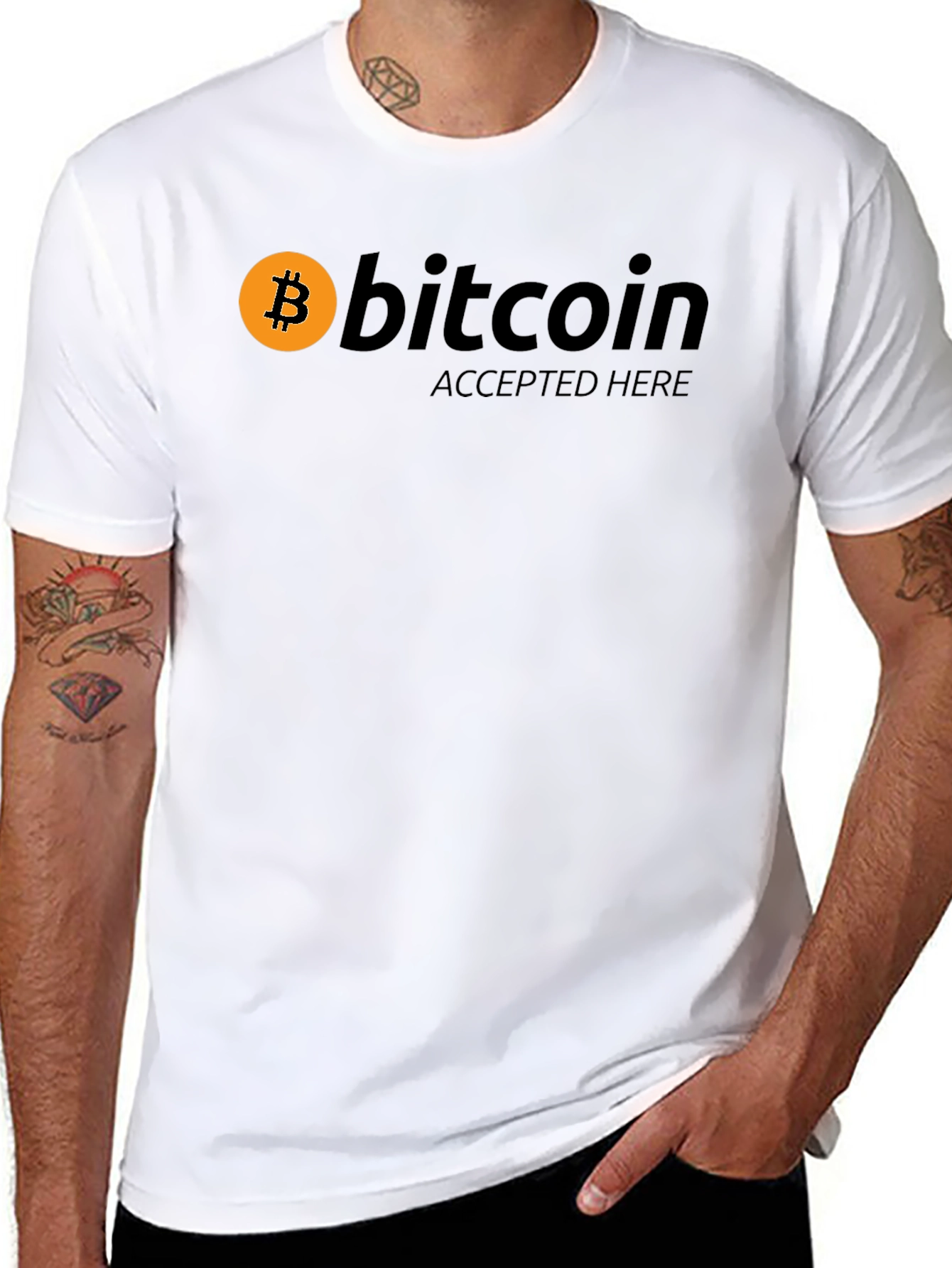 Bitcoin Accepted Here T-Shirt - Crypto Currency Tee