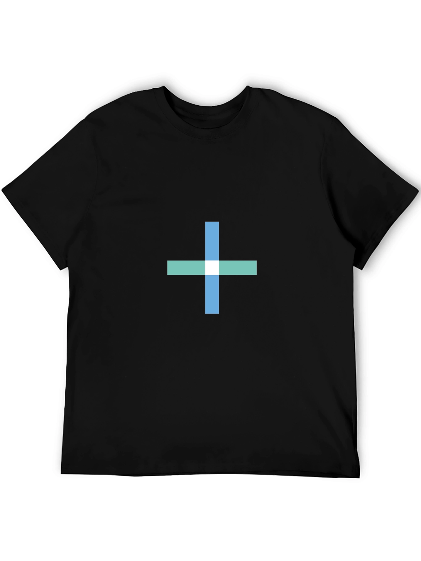 Mens Black T-Shirt with Plus Sign Design