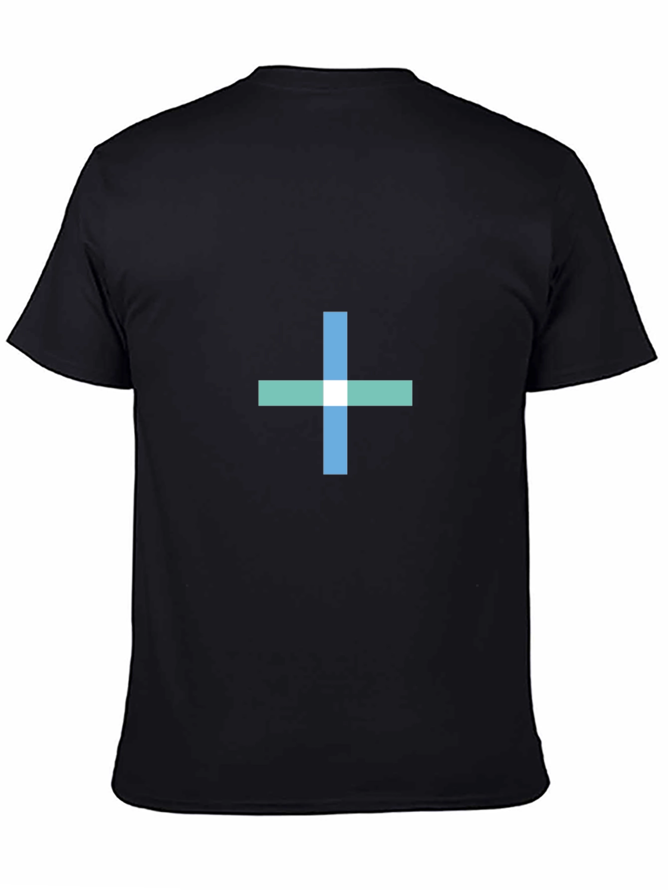 Mens Black T-Shirt with Plus Sign Design