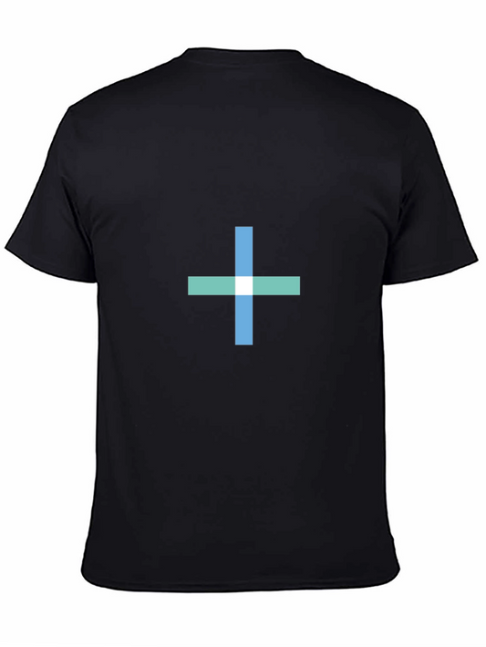Mens Black T-Shirt with Plus Sign Design