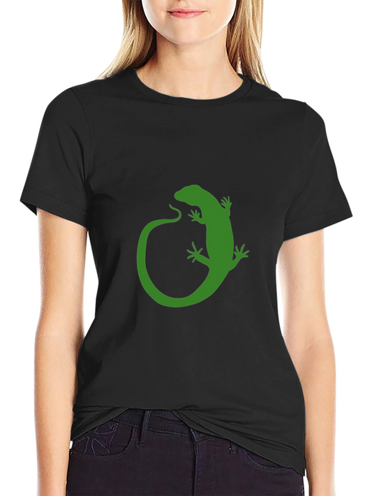 Green Lizard Graphic Black T-Shirt