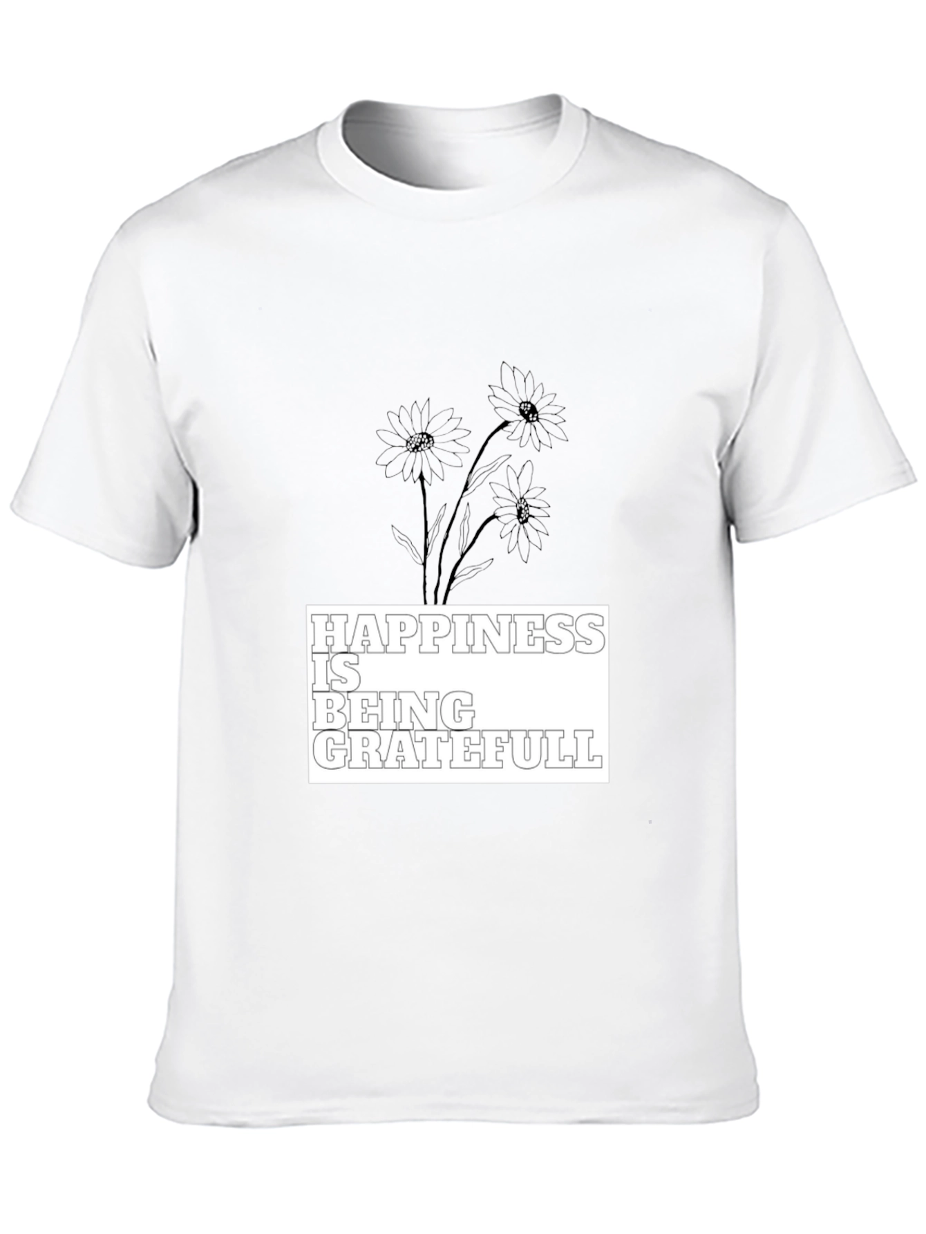 Happiness is Being Grateful Black Graphic Tee
