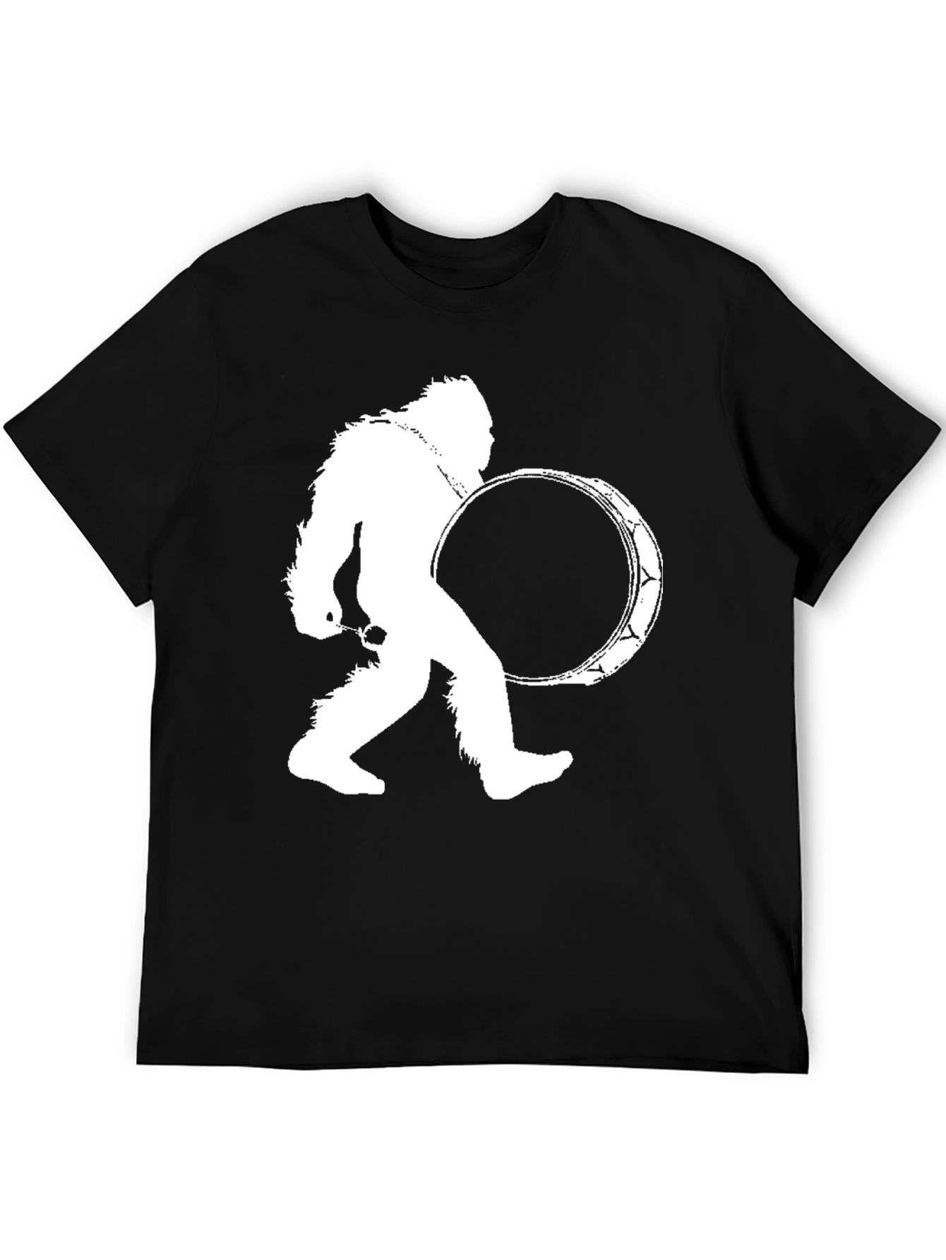 Sasquatch Drummer Black T-Shirt - Bigfoot Tee