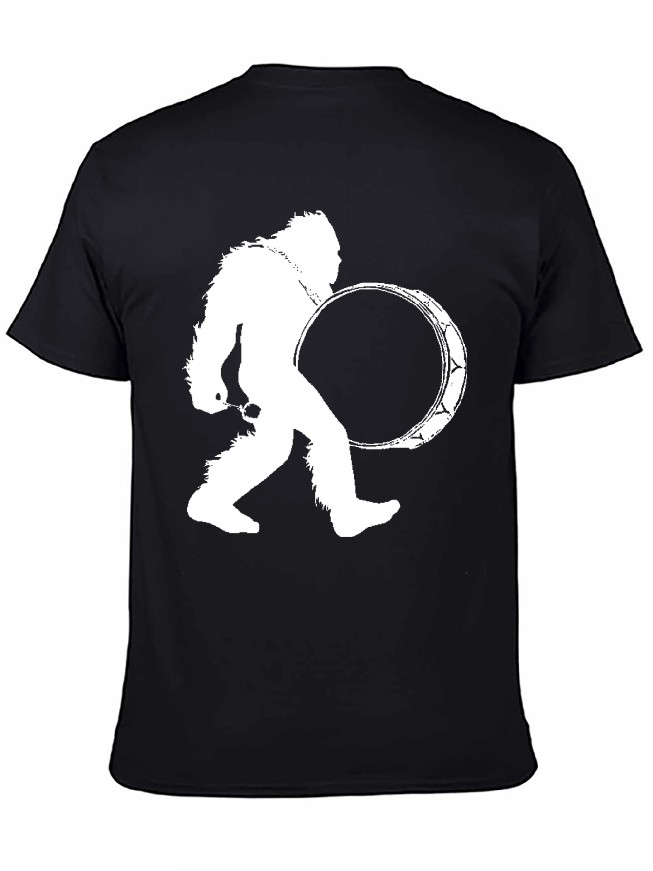 Sasquatch Drummer Black T-Shirt - Bigfoot Tee