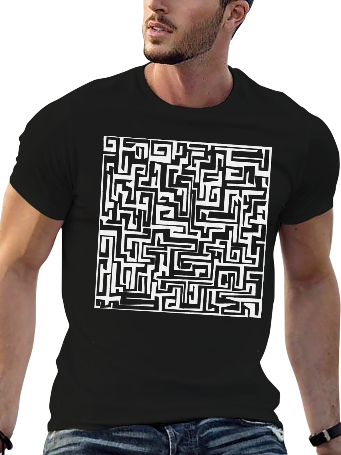 Maze Graphic Black T-Shirt