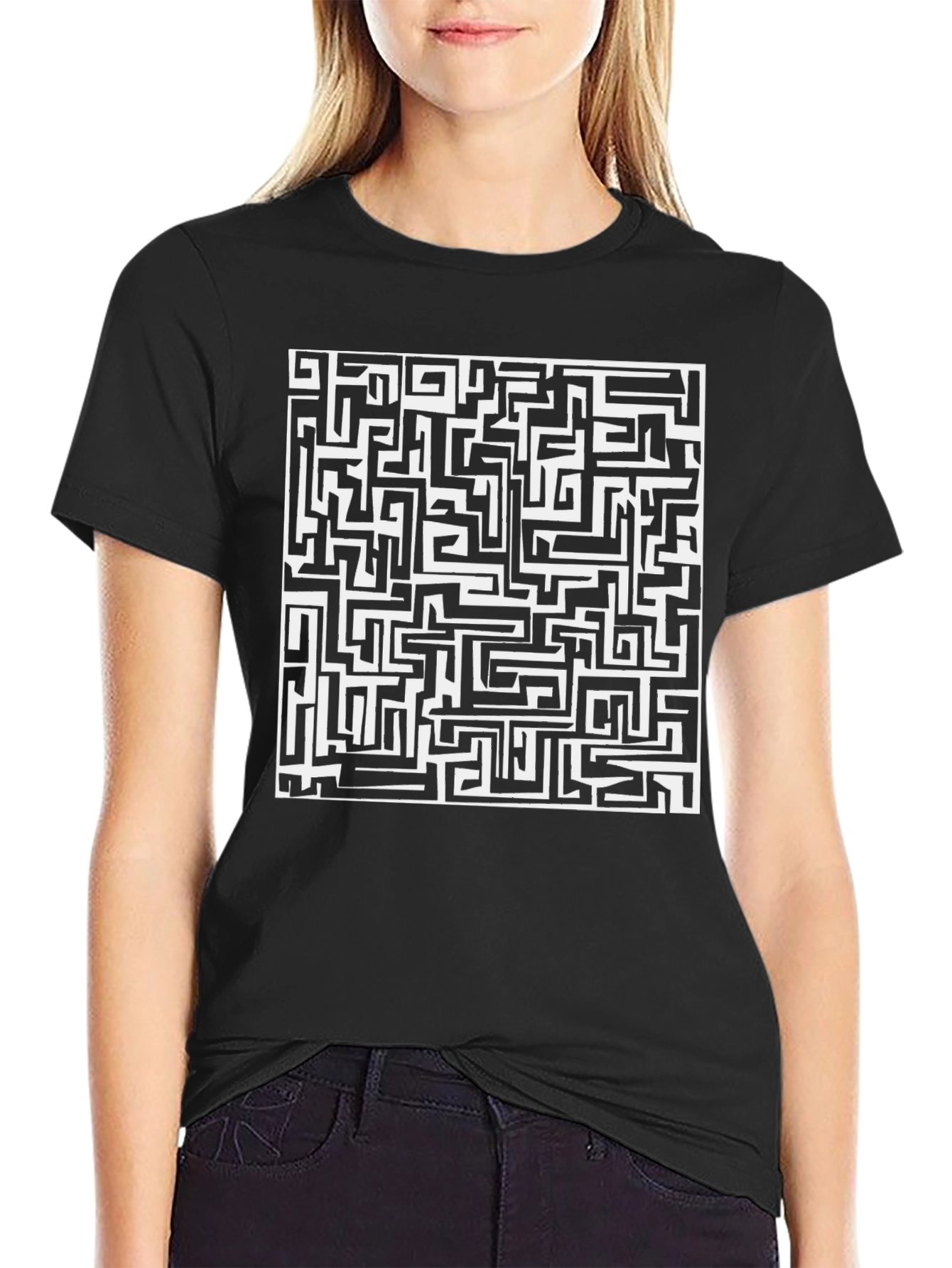 Maze Graphic Black T-Shirt