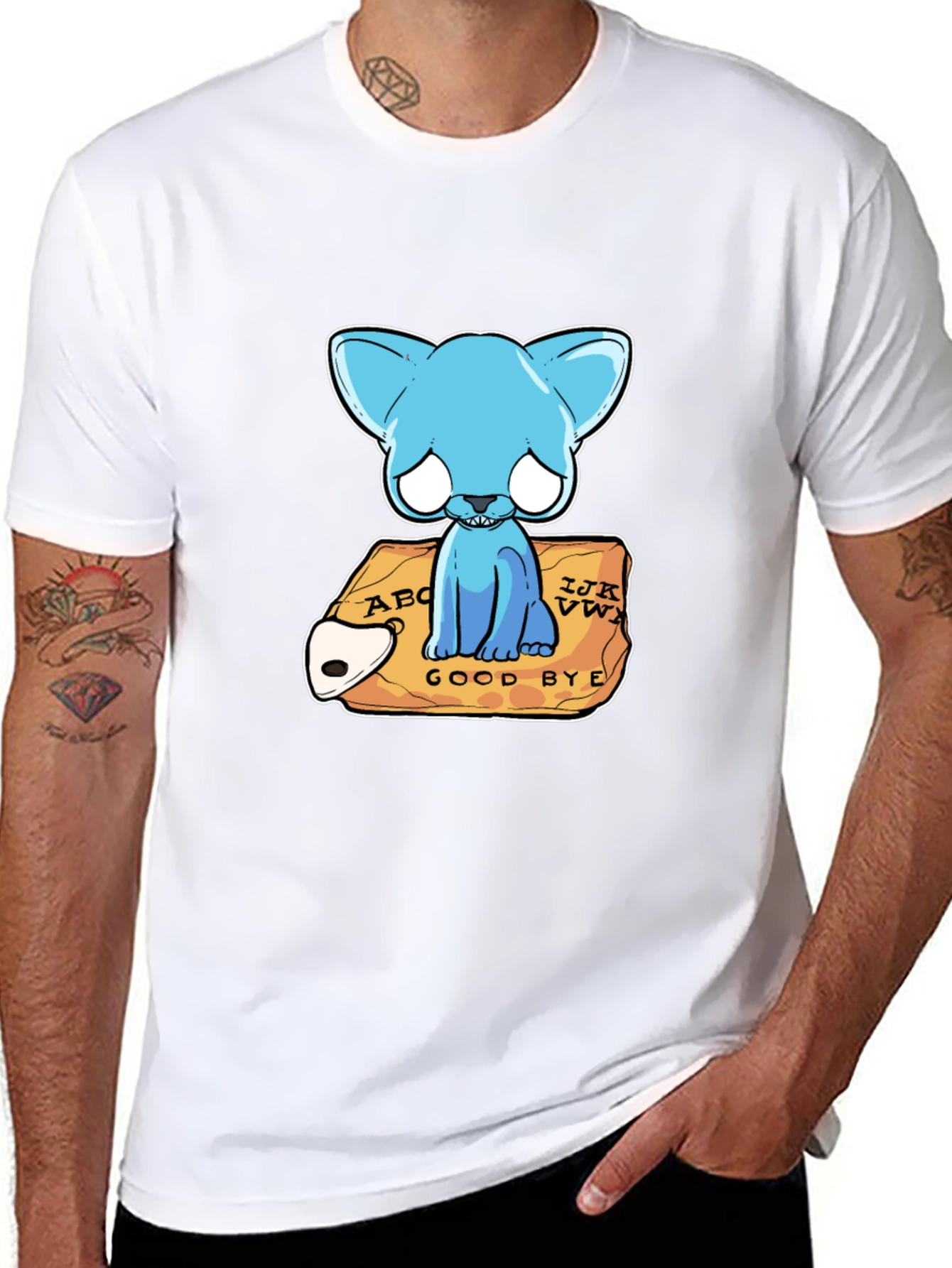 Gothic Blue Cat Ouija Board T-Shirt