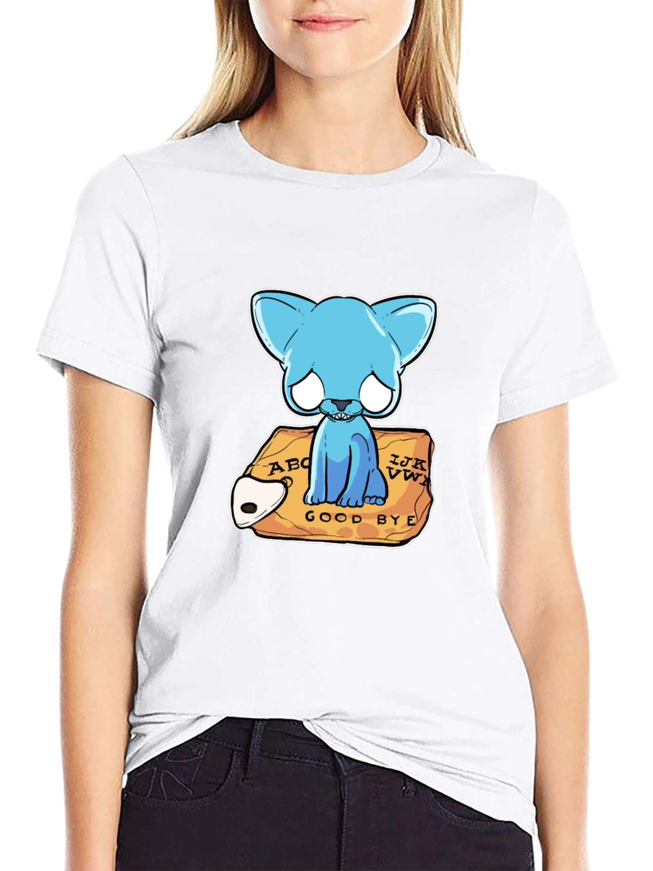 Gothic Blue Cat Ouija Board T-Shirt