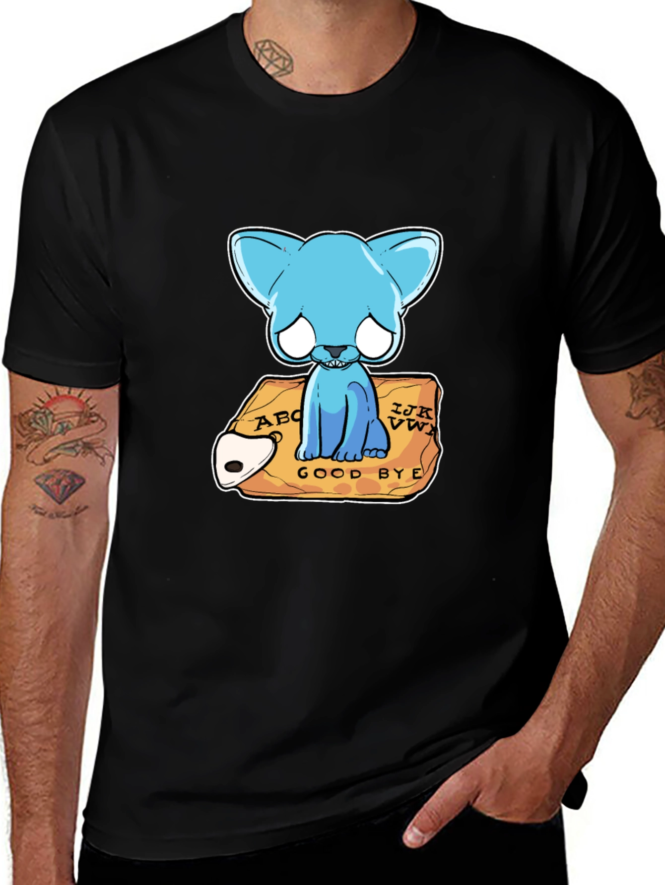 Gothic Blue Cat Ouija Board T-Shirt