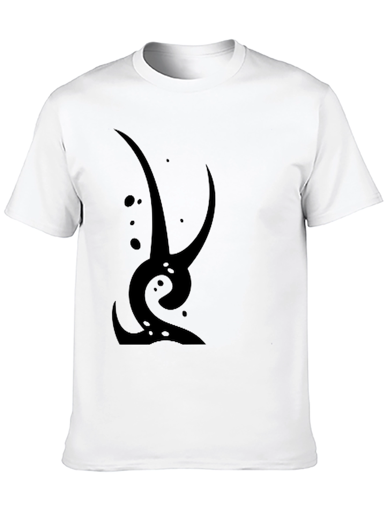 Abstract Graphic Tee - Black Cotton Casual Wear
