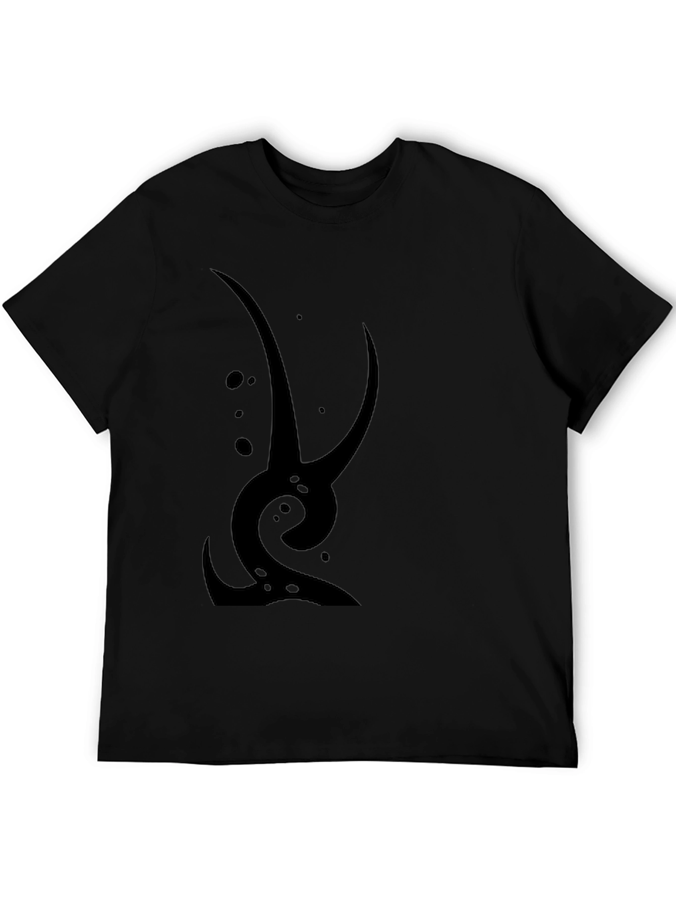 Abstract Graphic Tee - Black Cotton Casual Wear