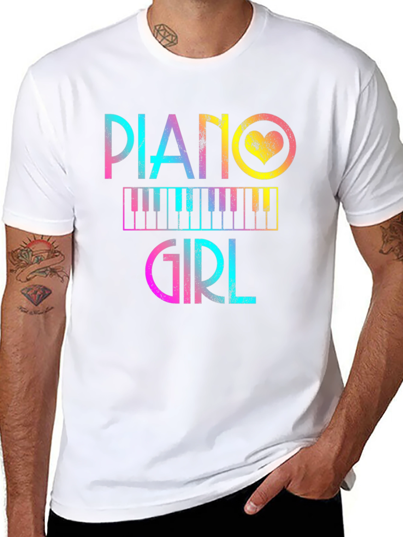 Piano Girl Graphic Tee - Music Lover T-Shirt