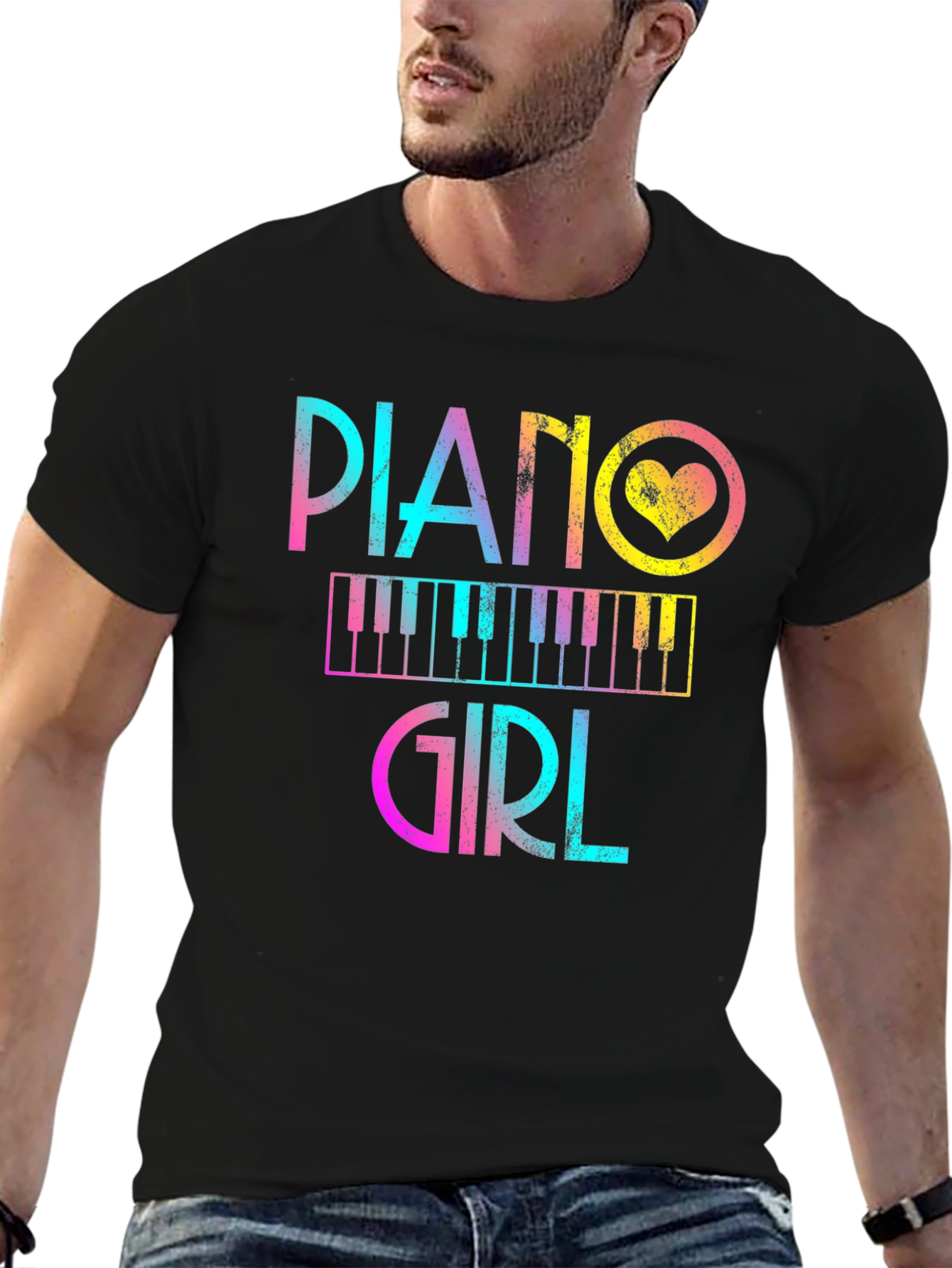 Piano Girl Graphic Tee - Music Lover T-Shirt
