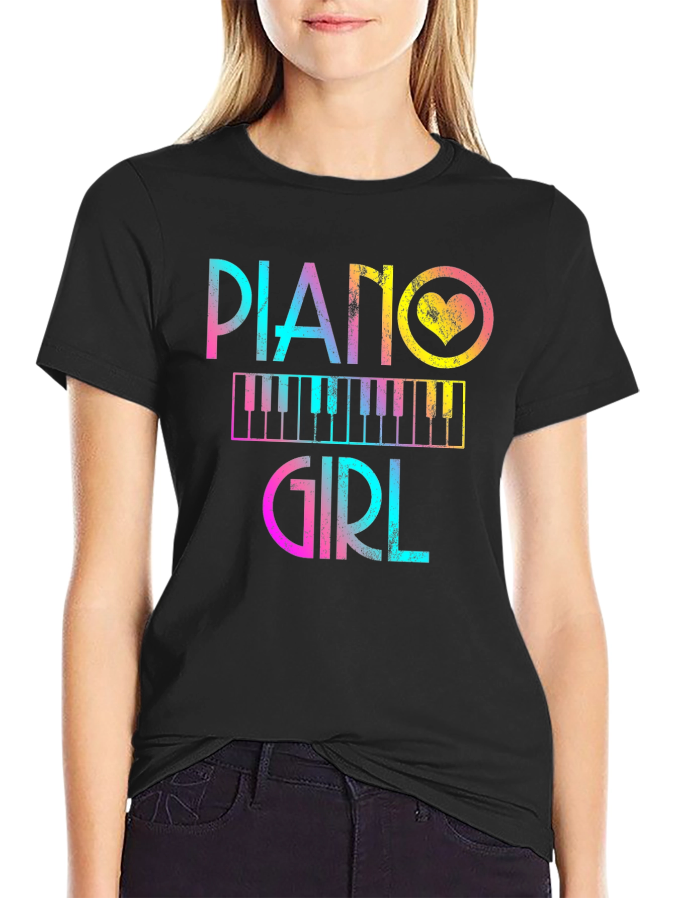 Piano Girl Graphic Tee - Music Lover T-Shirt