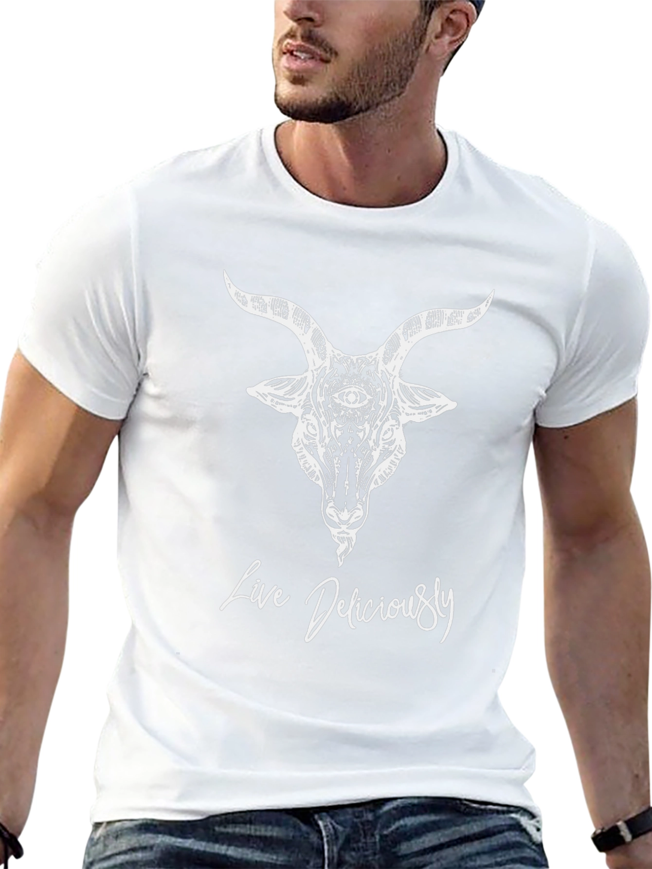 Live Deliciously Goat Graphic Tee - Black