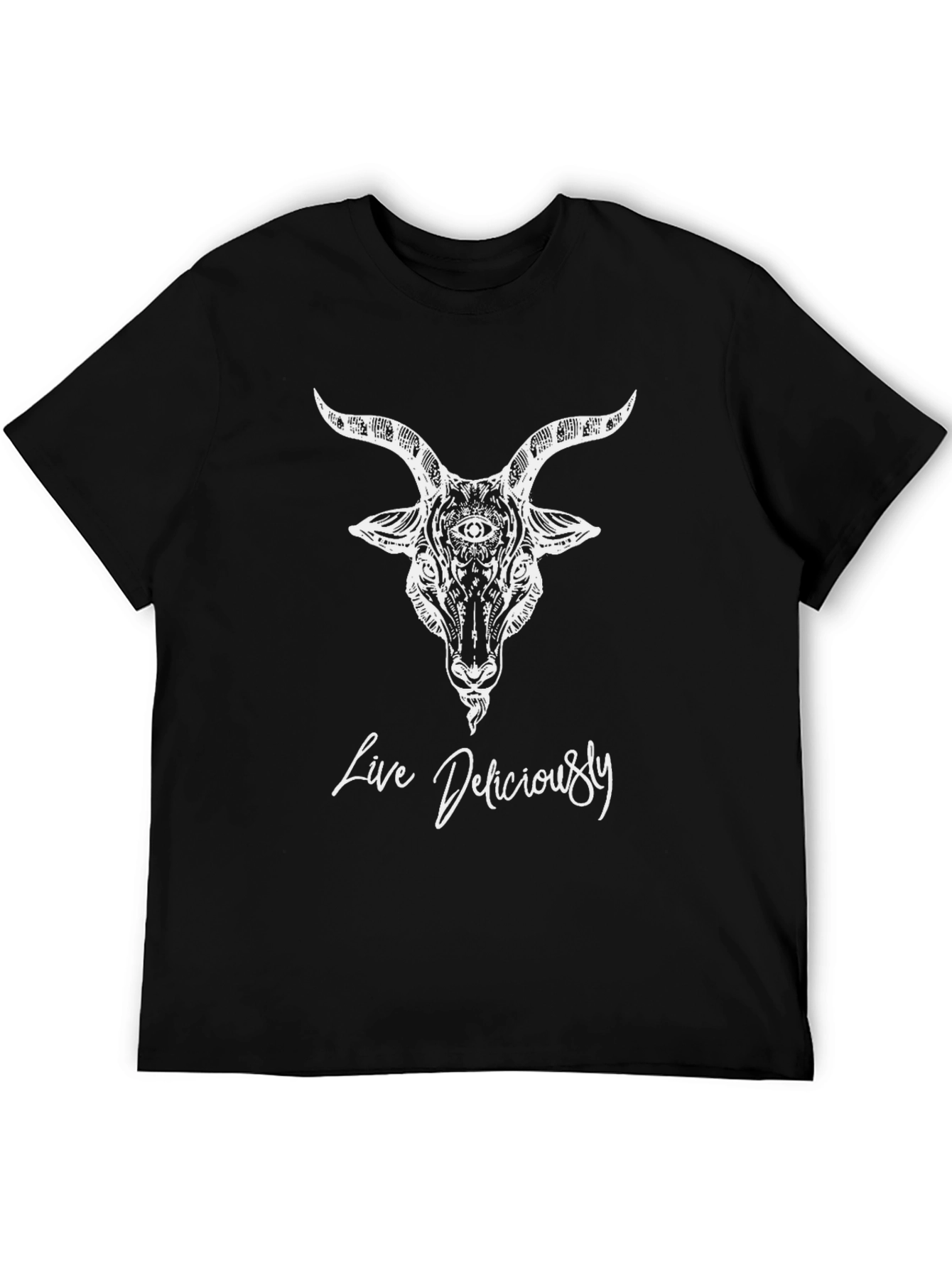Live Deliciously Goat Graphic Tee - Black