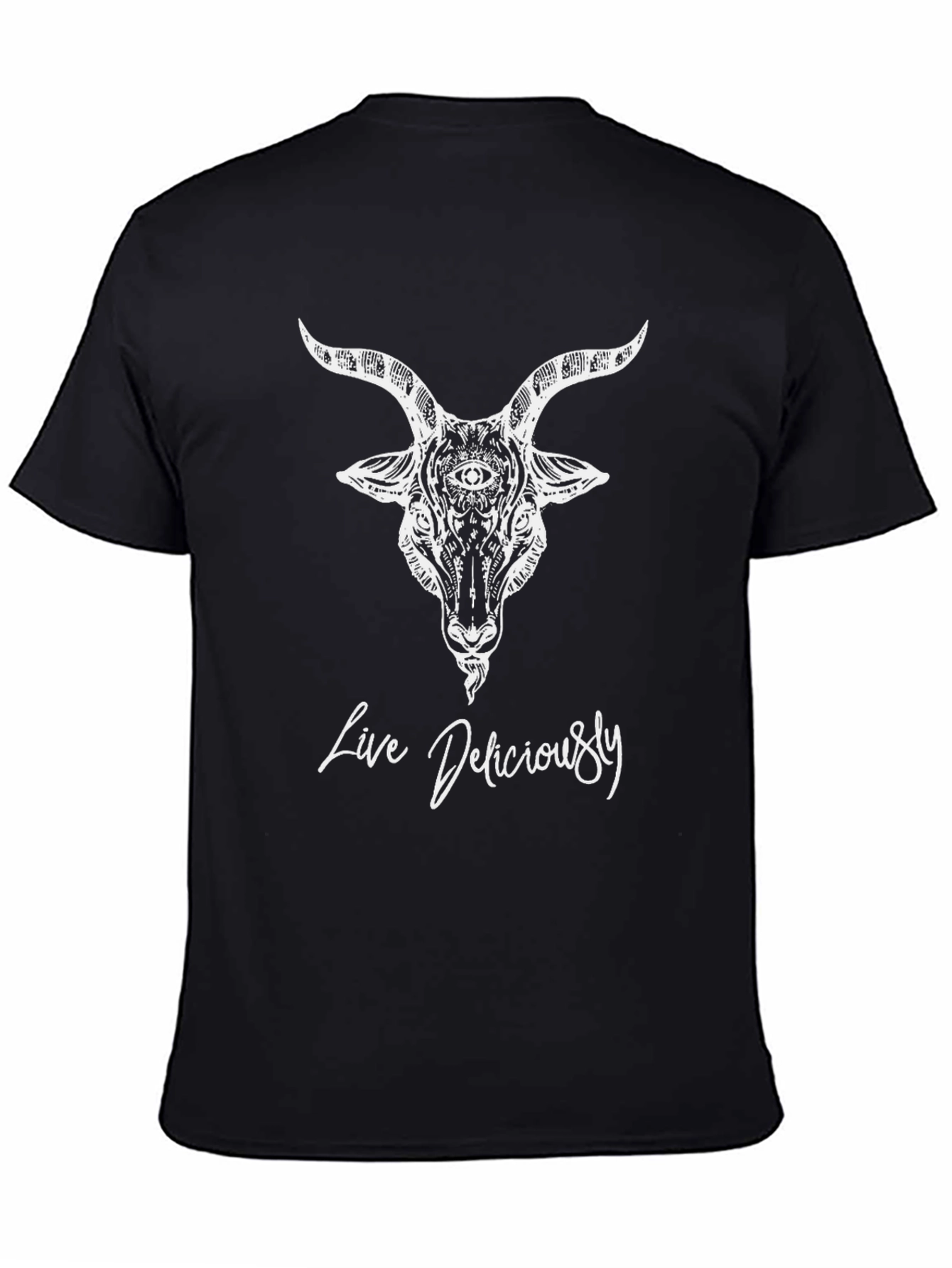 Live Deliciously Goat Graphic Tee - Black