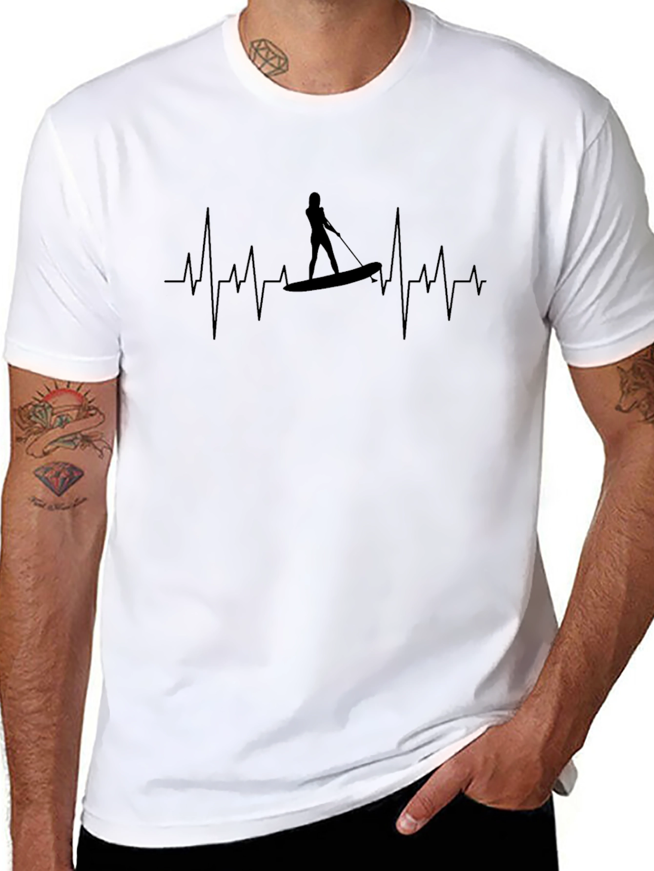 Paddle Board Heartbeat Tee - Black