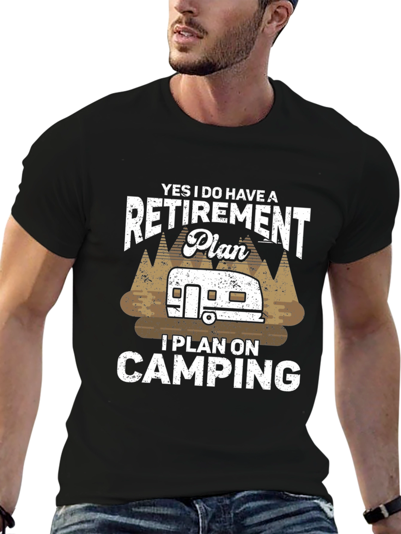 Retirement Plan Camping Graphic Tee - Black