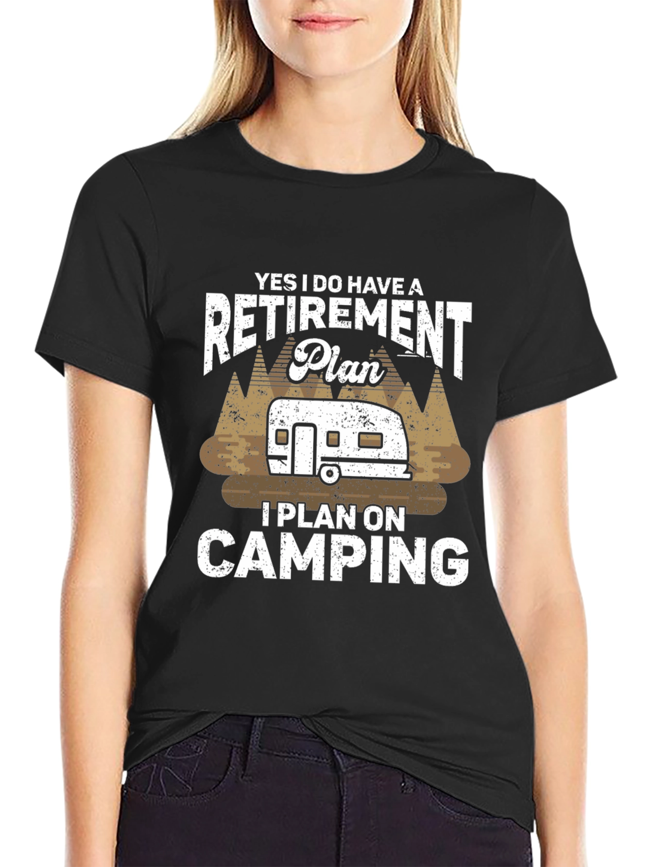 Retirement Plan Camping Graphic Tee - Black