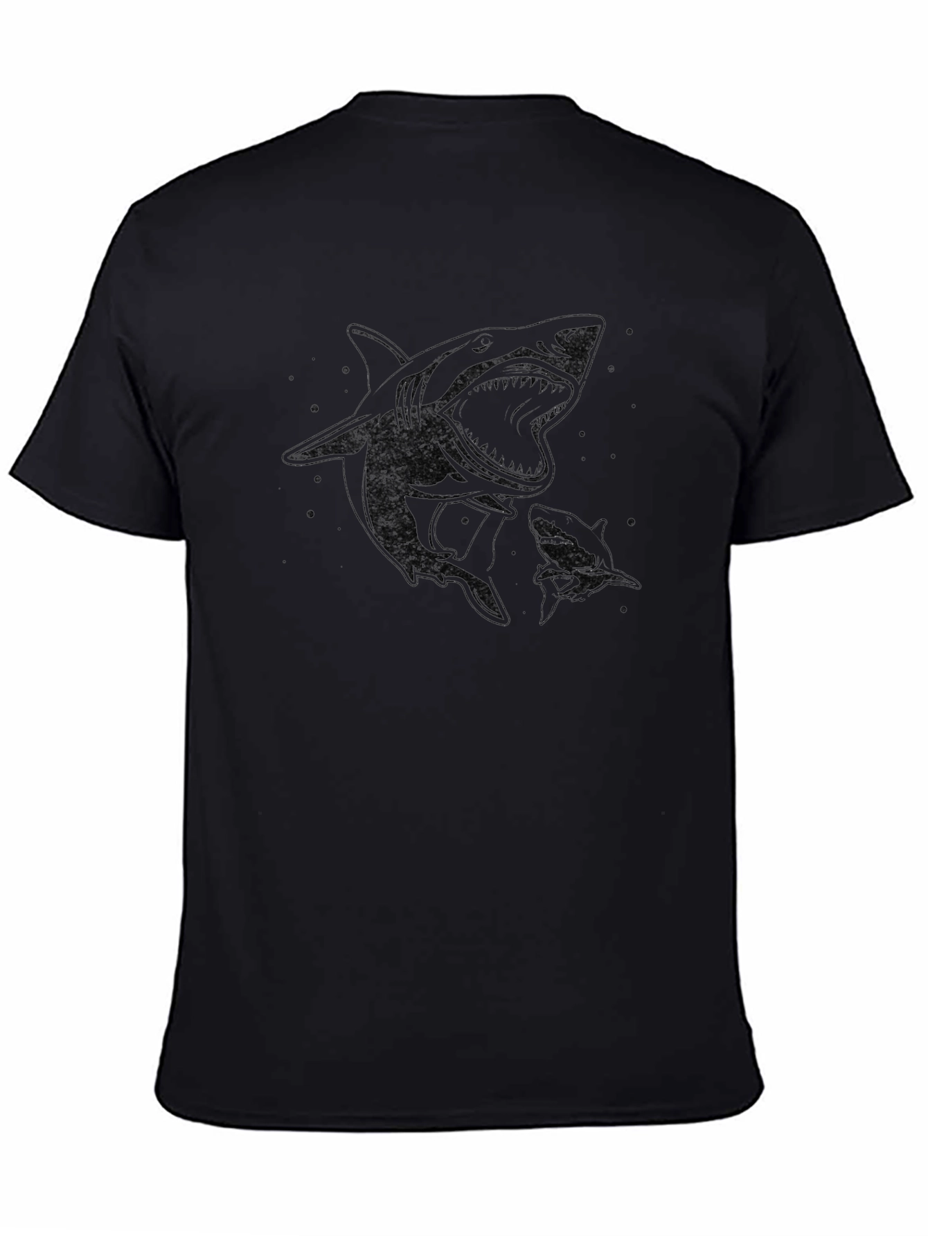 Shark Graphic Print Mens Black T-Shirt