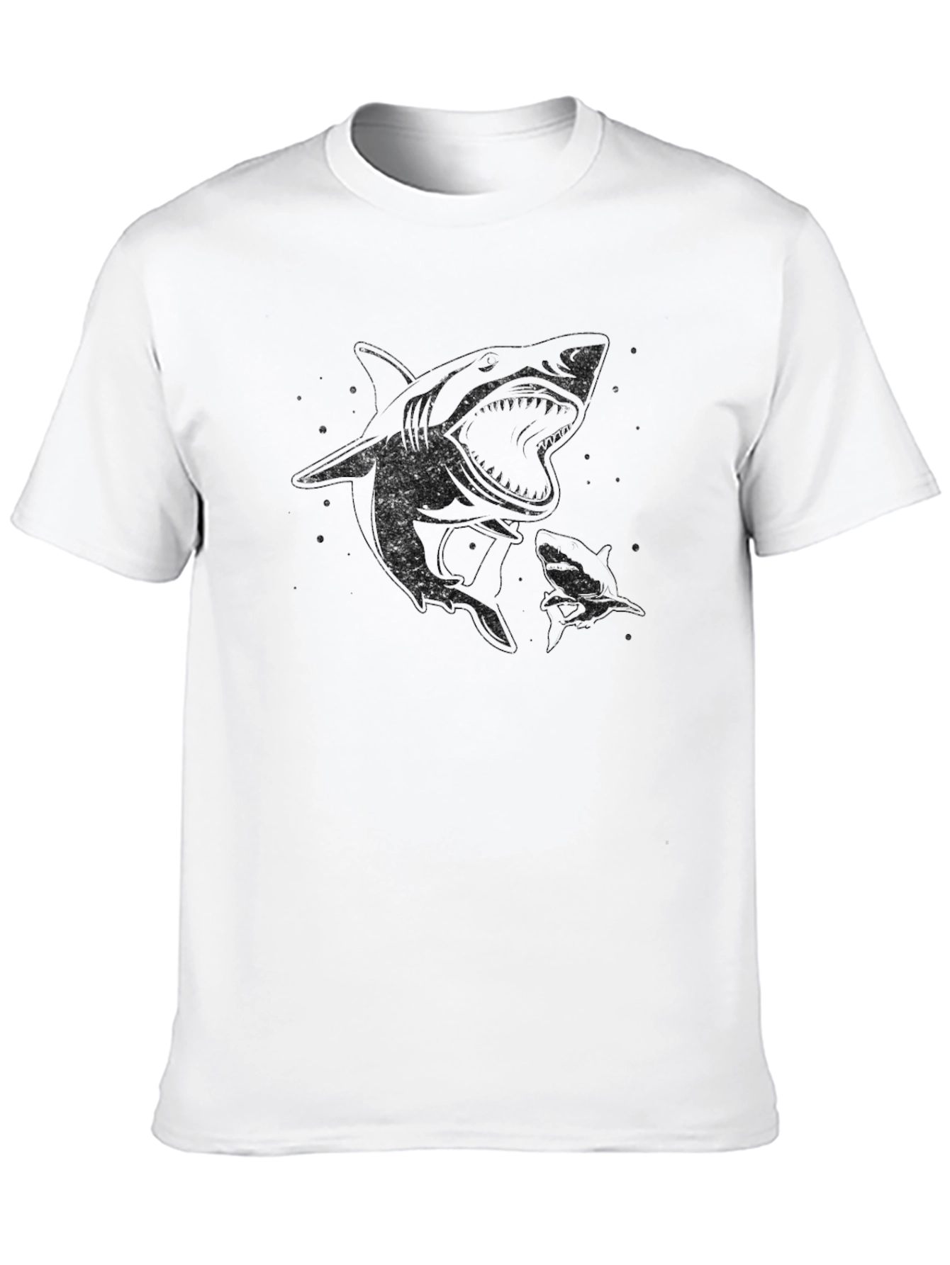 Shark Graphic Print Mens Black T-Shirt