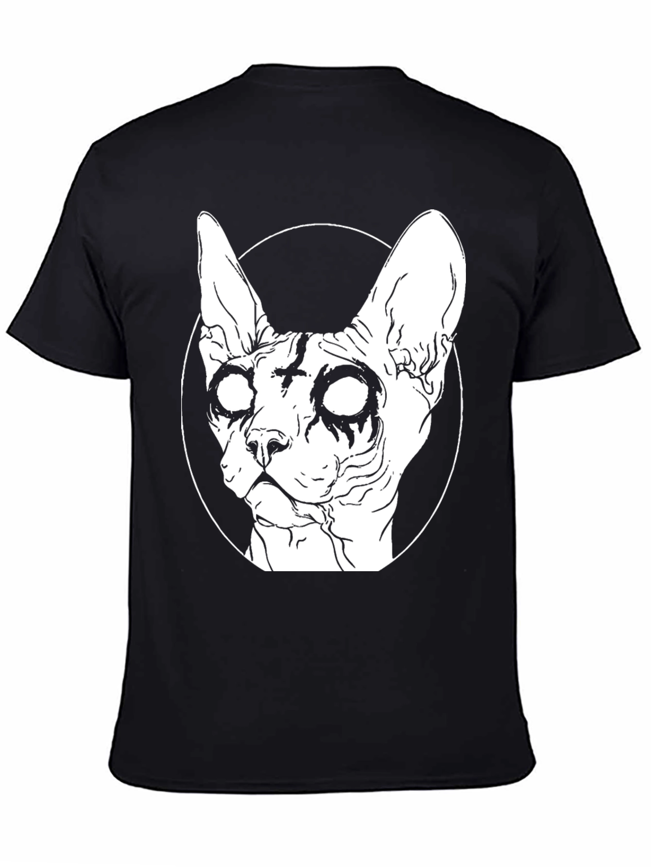 Gothic Cat T-Shirt - Sphynx Cross Design