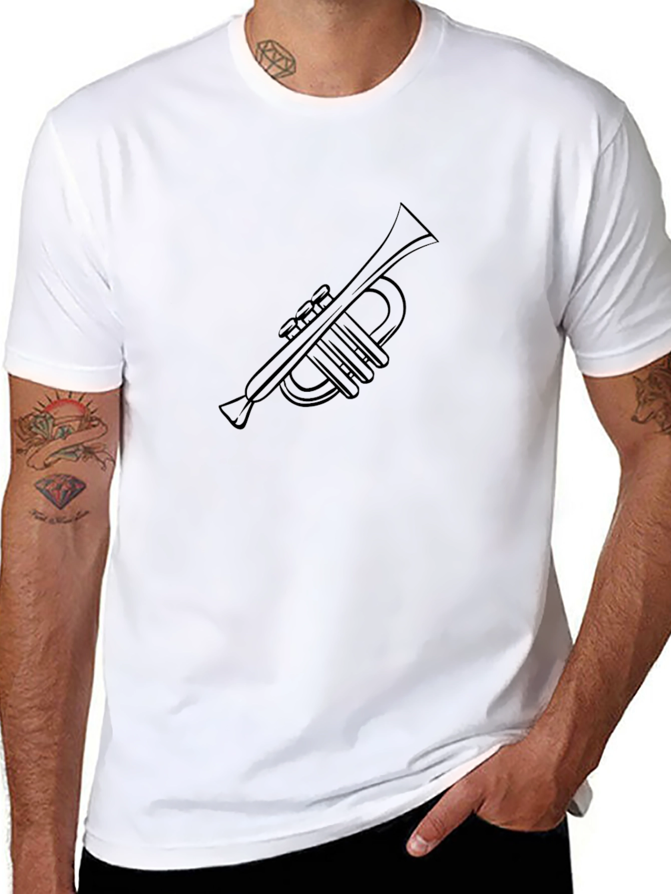 Black Trumpet Graphic Tee - Musicians Style
