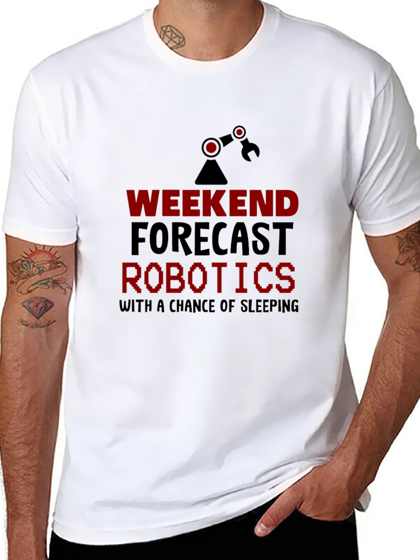 Robotics Weekend Forecast Black T-Shirt