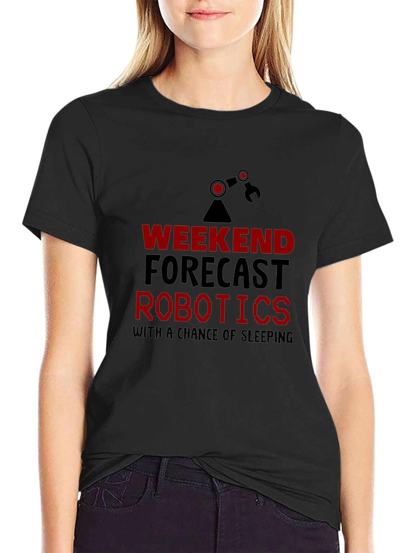 Robotics Weekend Forecast Black T-Shirt